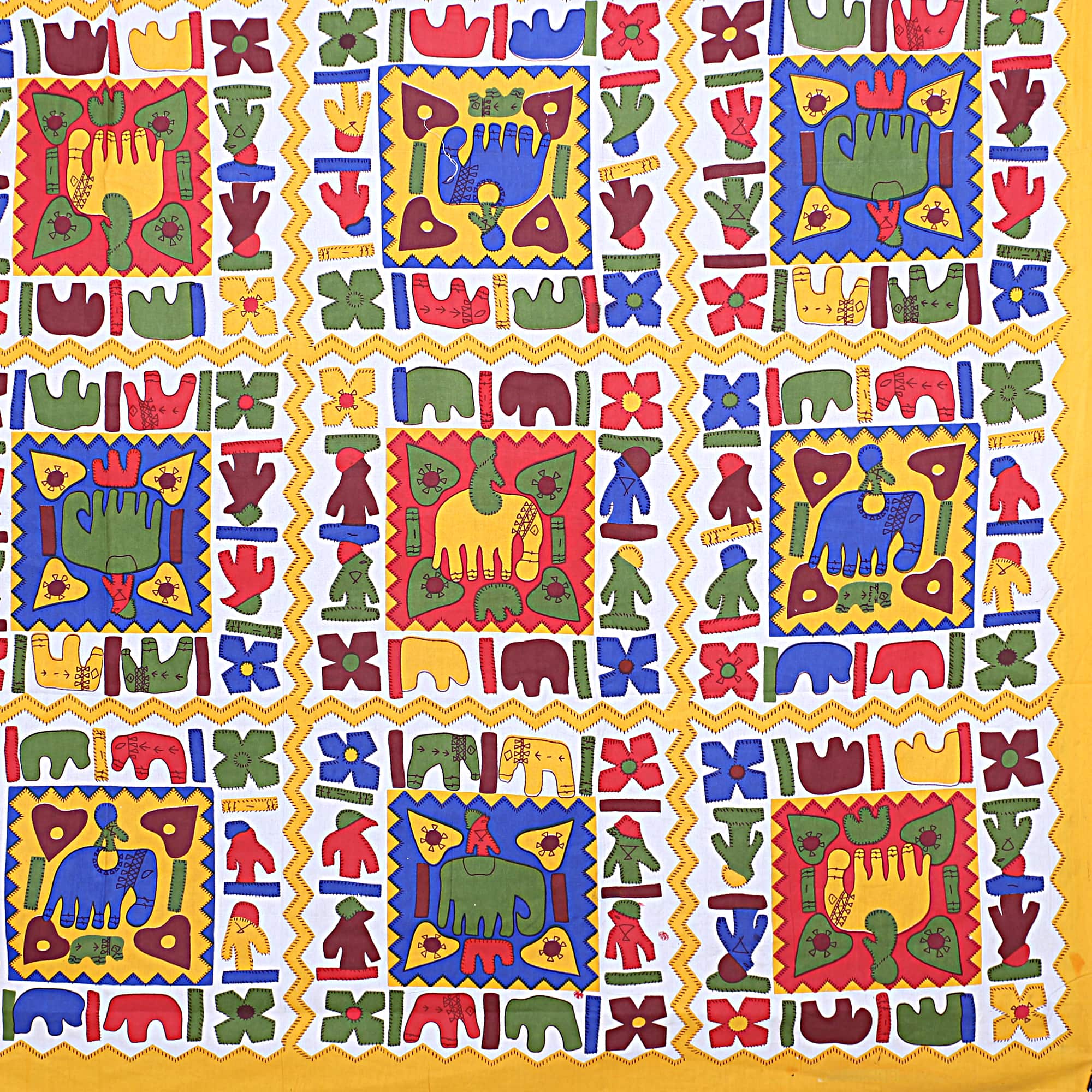 Eco Cotton Double Bedsheet with Traditional Block Tile Print – 90x100 Inches + 2 Pillow Covers