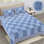 Eco Cotton Double Bedsheet with Geometric Tile Print – 90x100 Inches + 2 Pillow Covers