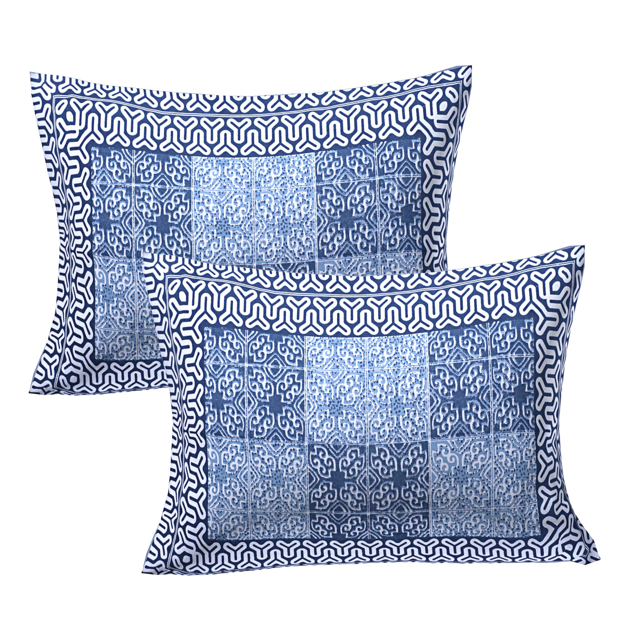 Eco Cotton Double Bedsheet with Geometric Tile Print – 90x100 Inches + 2 Pillow Covers