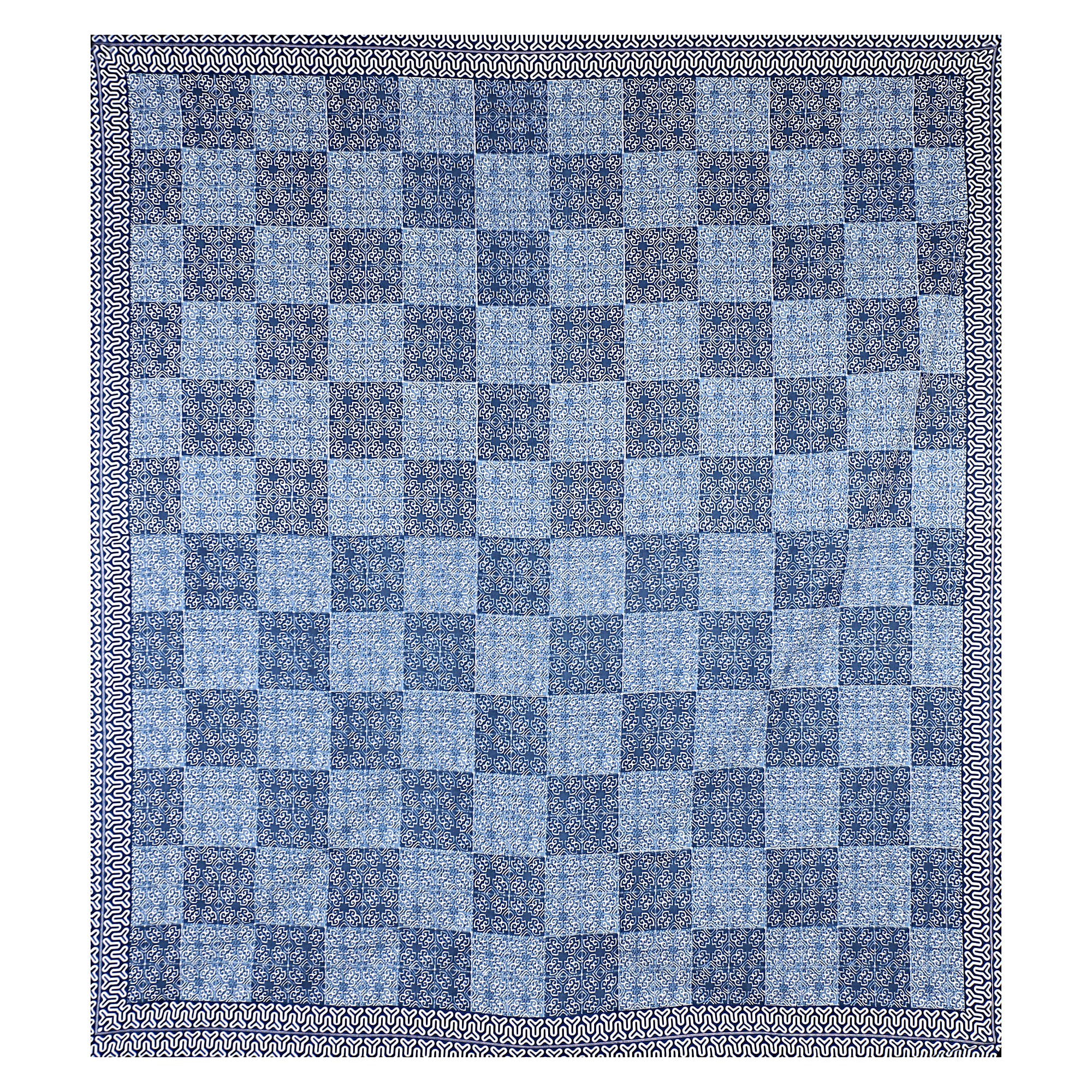 Eco Cotton Double Bedsheet with Geometric Tile Print – 90x100 Inches + 2 Pillow Covers