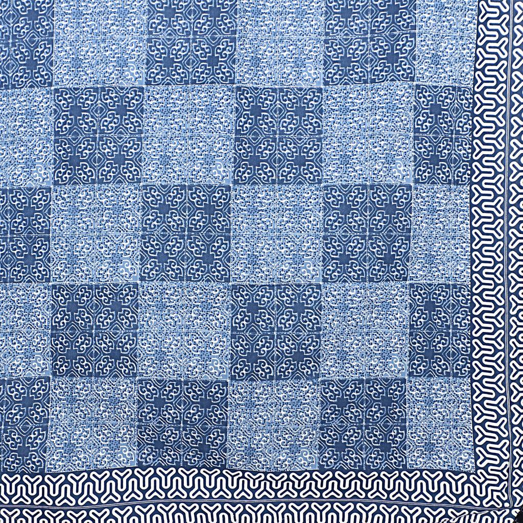 Eco Cotton Double Bedsheet with Geometric Tile Print – 90x100 Inches + 2 Pillow Covers