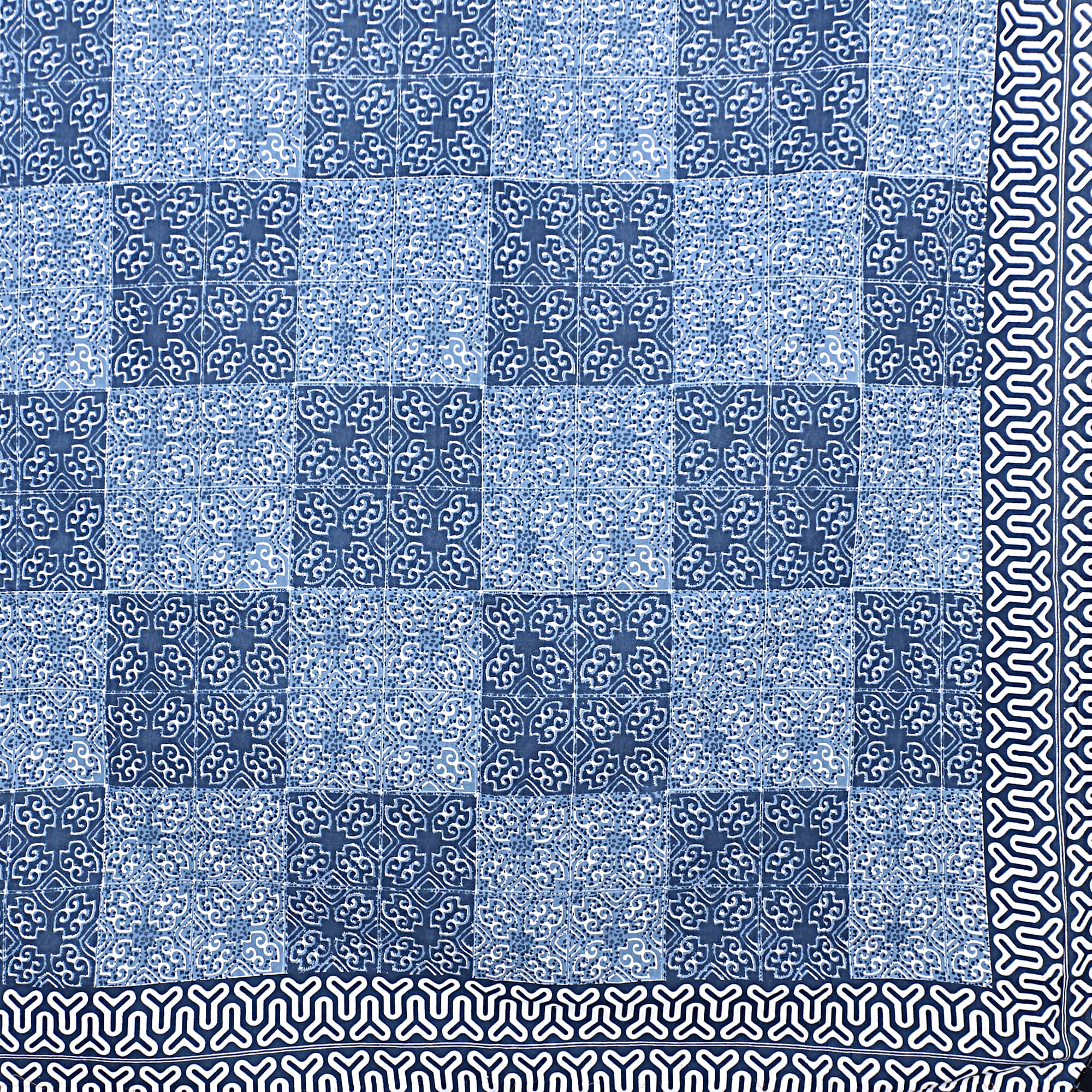 Eco Cotton Double Bedsheet with Geometric Tile Print – 90x100 Inches + 2 Pillow Covers
