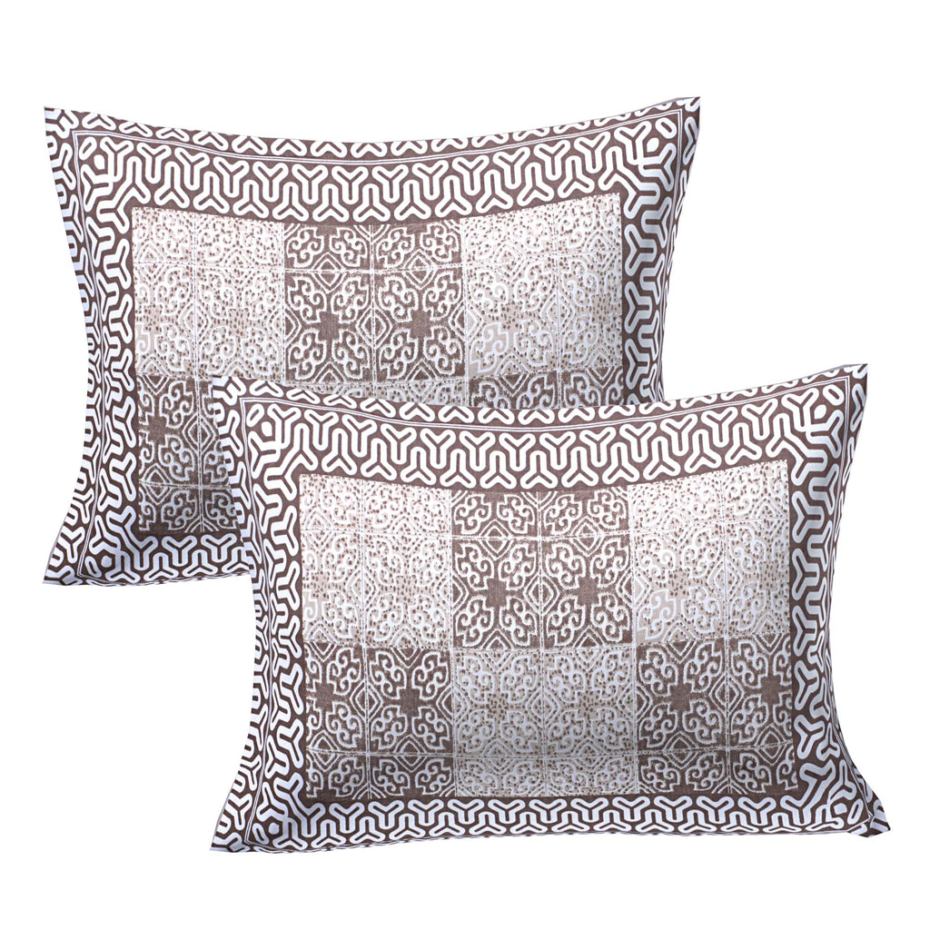 Eco Cotton Double Bedsheet with Geometric Tile Print – 90x100 Inches + 2 Pillow Covers