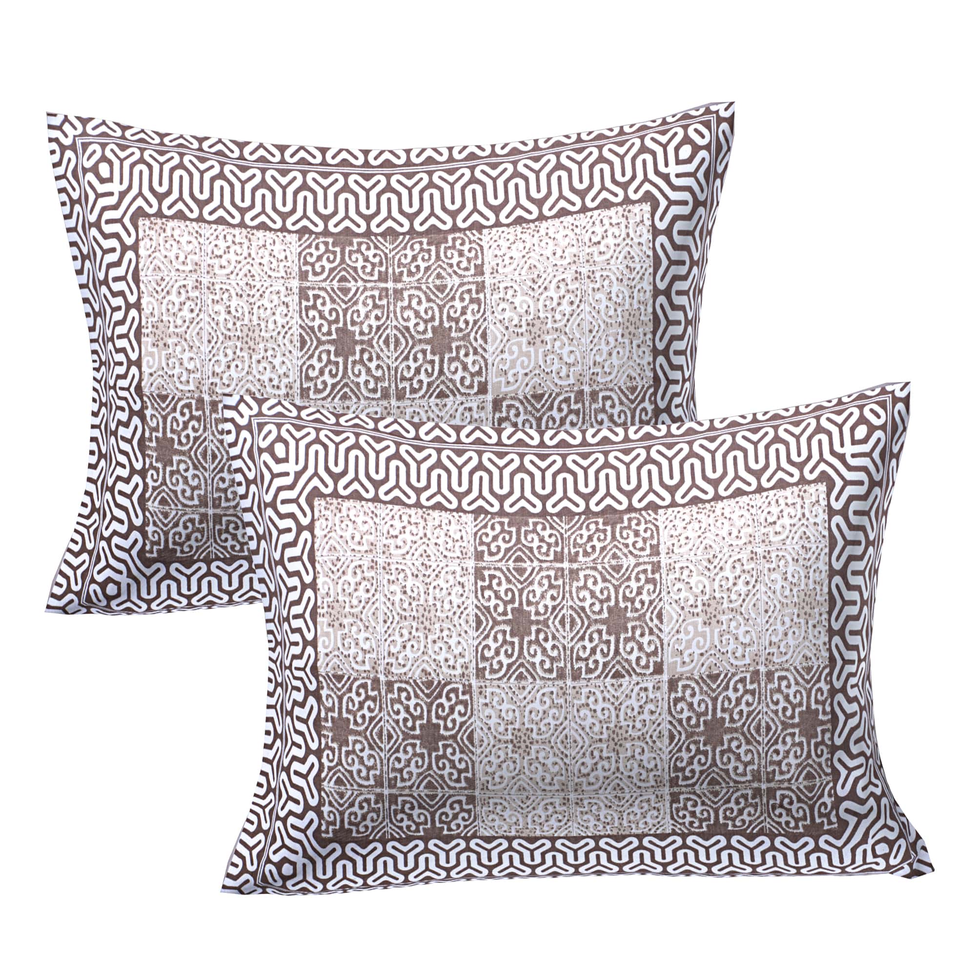 Eco Cotton Double Bedsheet with Geometric Tile Print – 90x100 Inches + 2 Pillow Covers