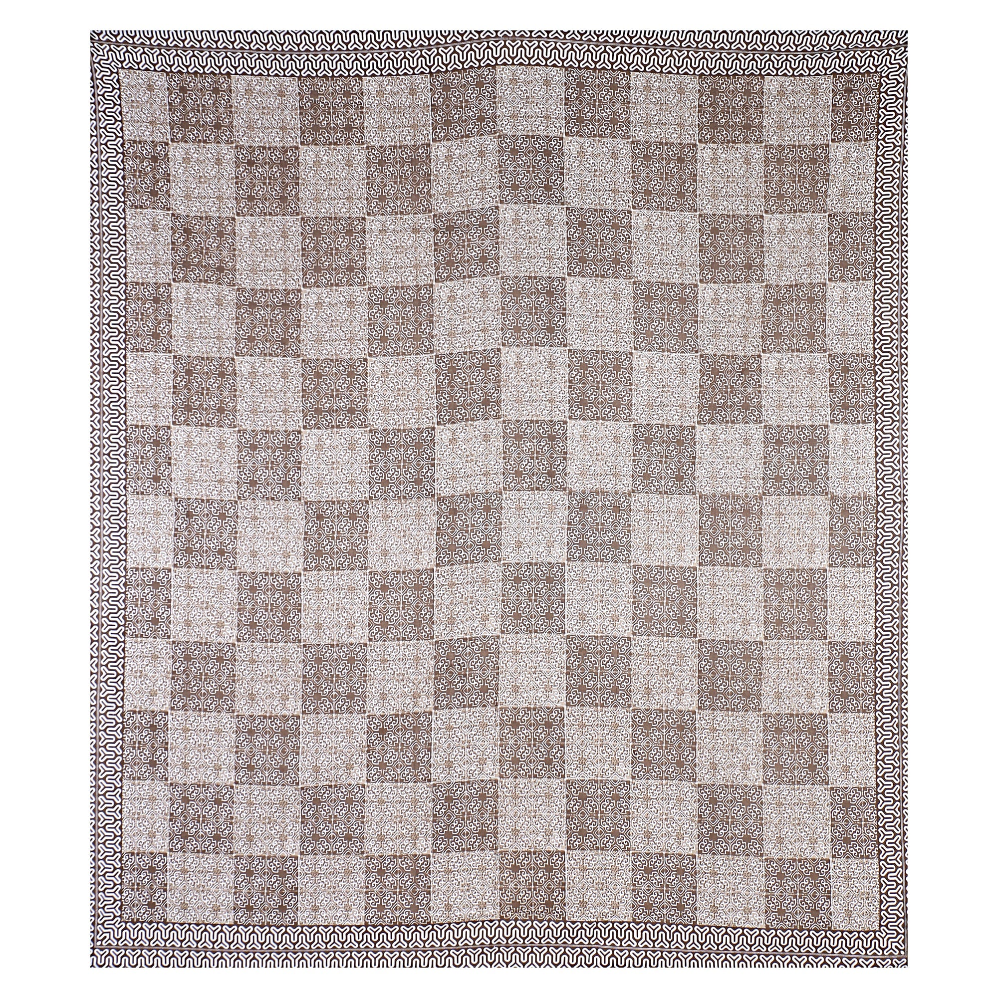 Eco Cotton Double Bedsheet with Geometric Tile Print – 90x100 Inches + 2 Pillow Covers