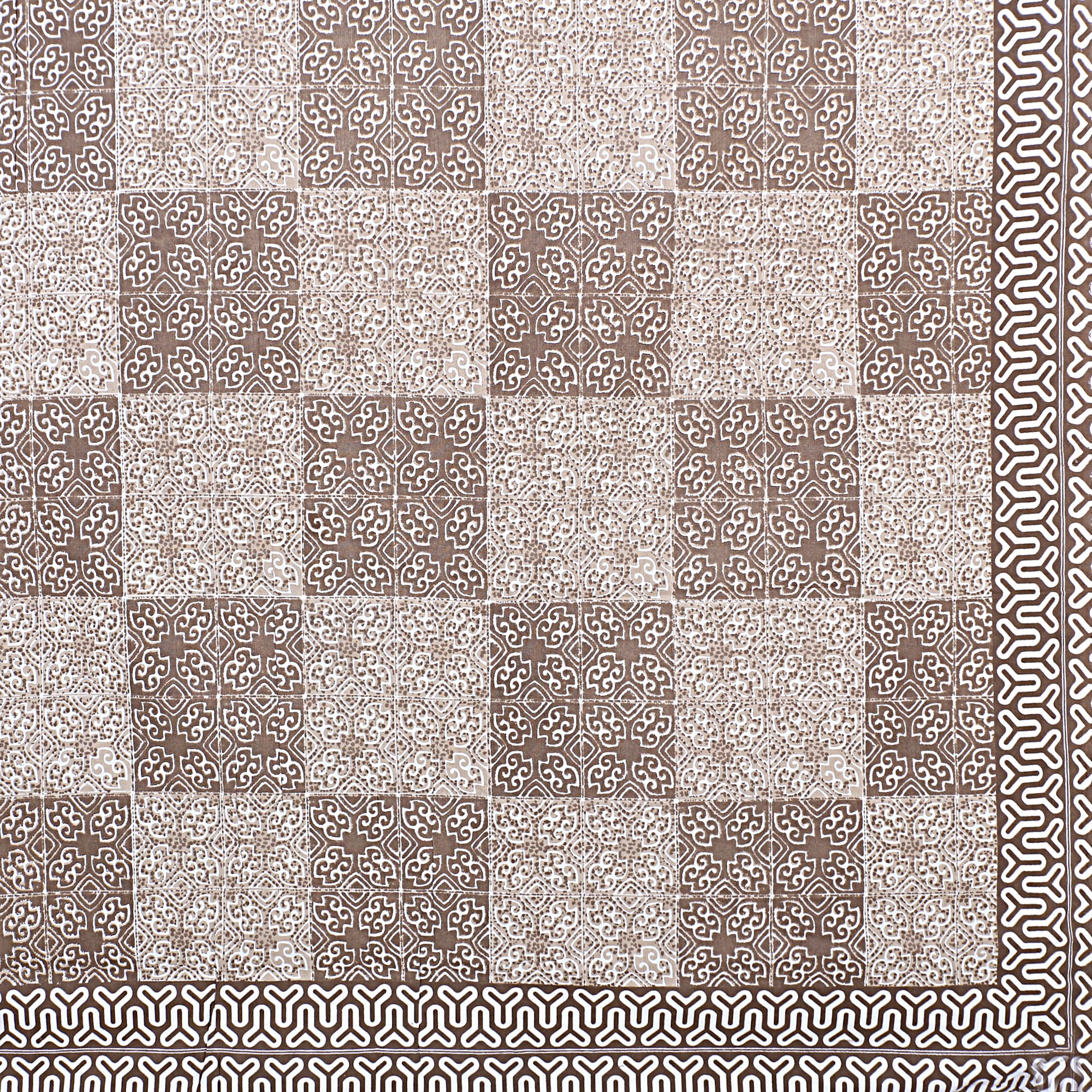 Eco Cotton Double Bedsheet with Geometric Tile Print – 90x100 Inches + 2 Pillow Covers