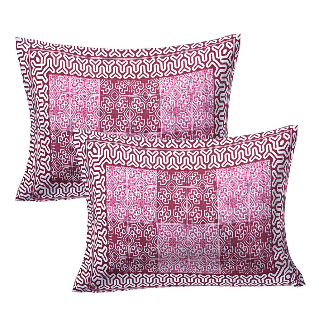 Eco Cotton Double Bedsheet with Geometric Tile Print – 90x100 Inches + 2 Pillow Covers