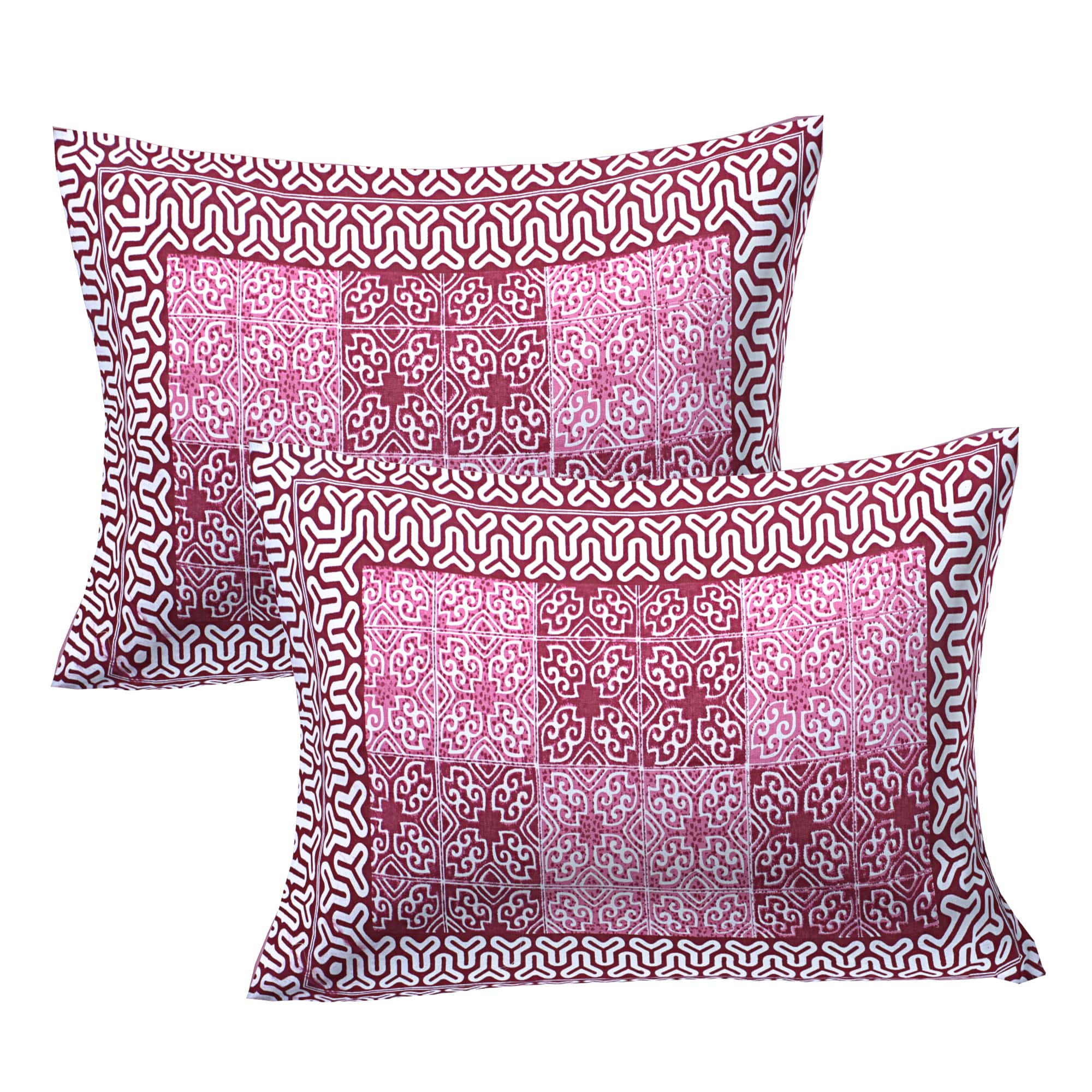 Eco Cotton Double Bedsheet with Geometric Tile Print – 90x100 Inches + 2 Pillow Covers