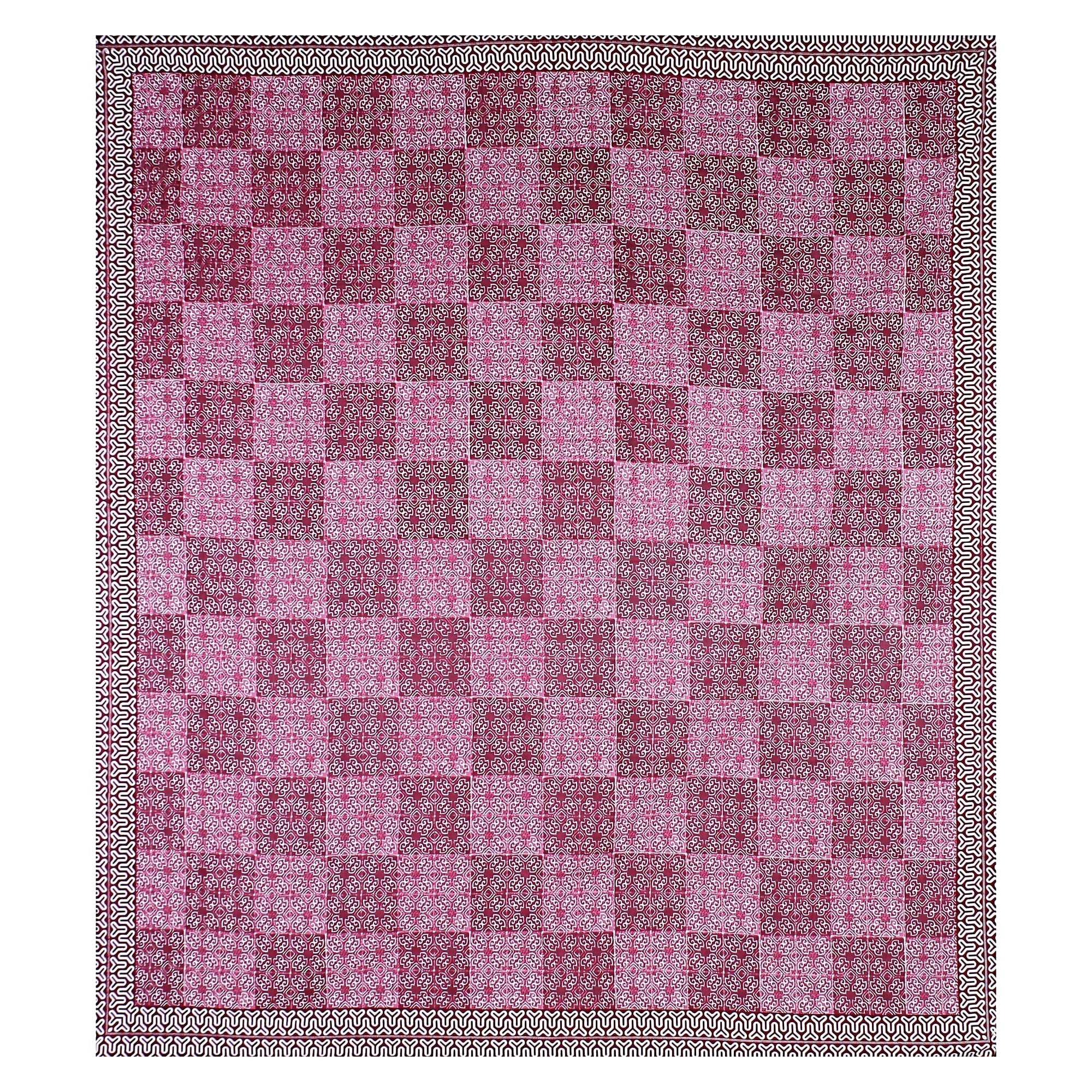 Eco Cotton Double Bedsheet with Geometric Tile Print – 90x100 Inches + 2 Pillow Covers