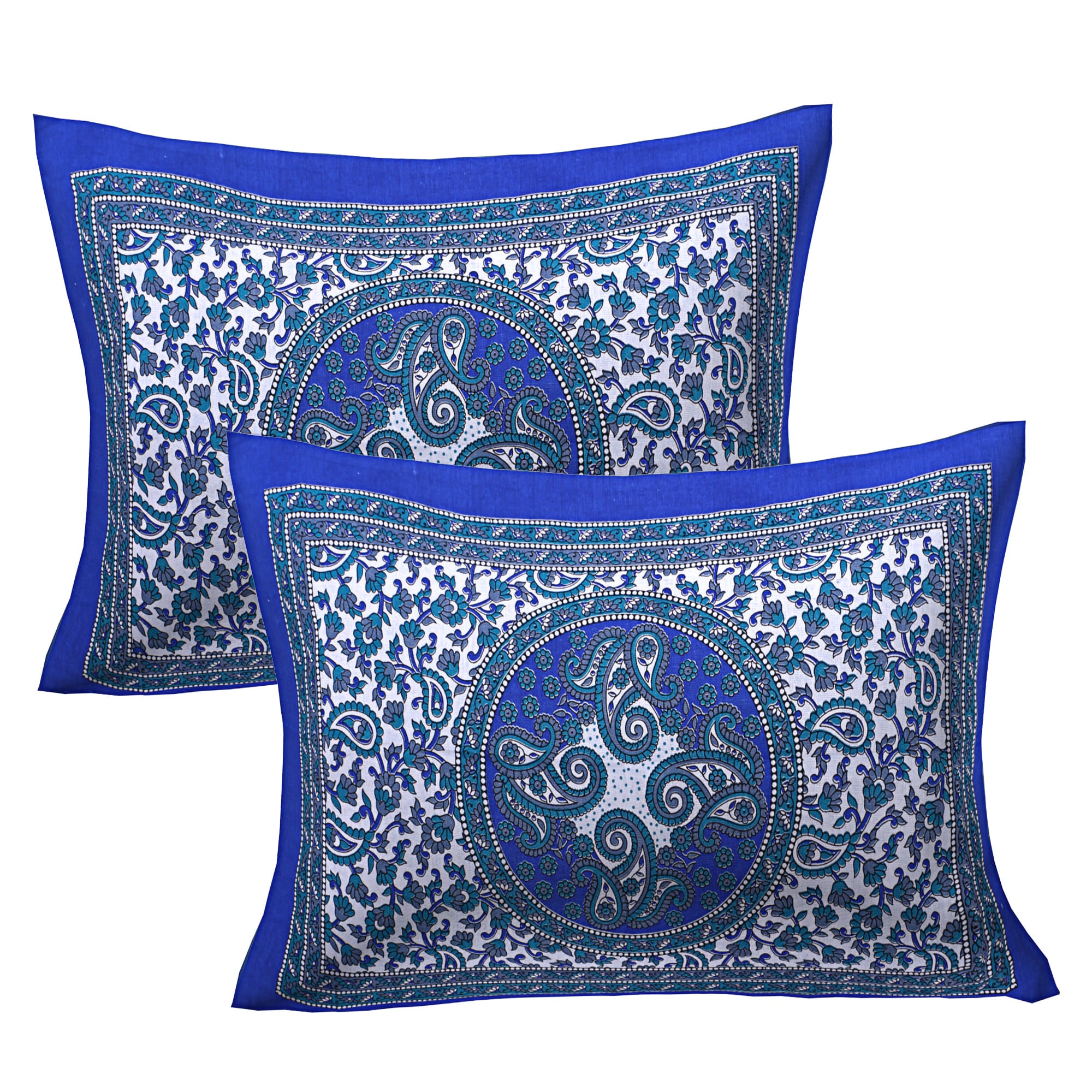 Eco Cotton Double Bedsheet with Ethnic Mandala & Floral Motif – 90x100 Inches + 2 Pillow Covers