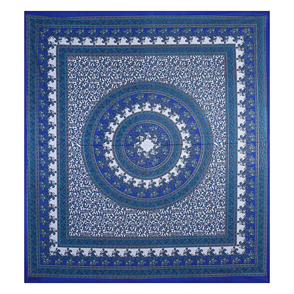 Eco Cotton Double Bedsheet with Ethnic Mandala & Floral Motif – 90x100 Inches + 2 Pillow Covers