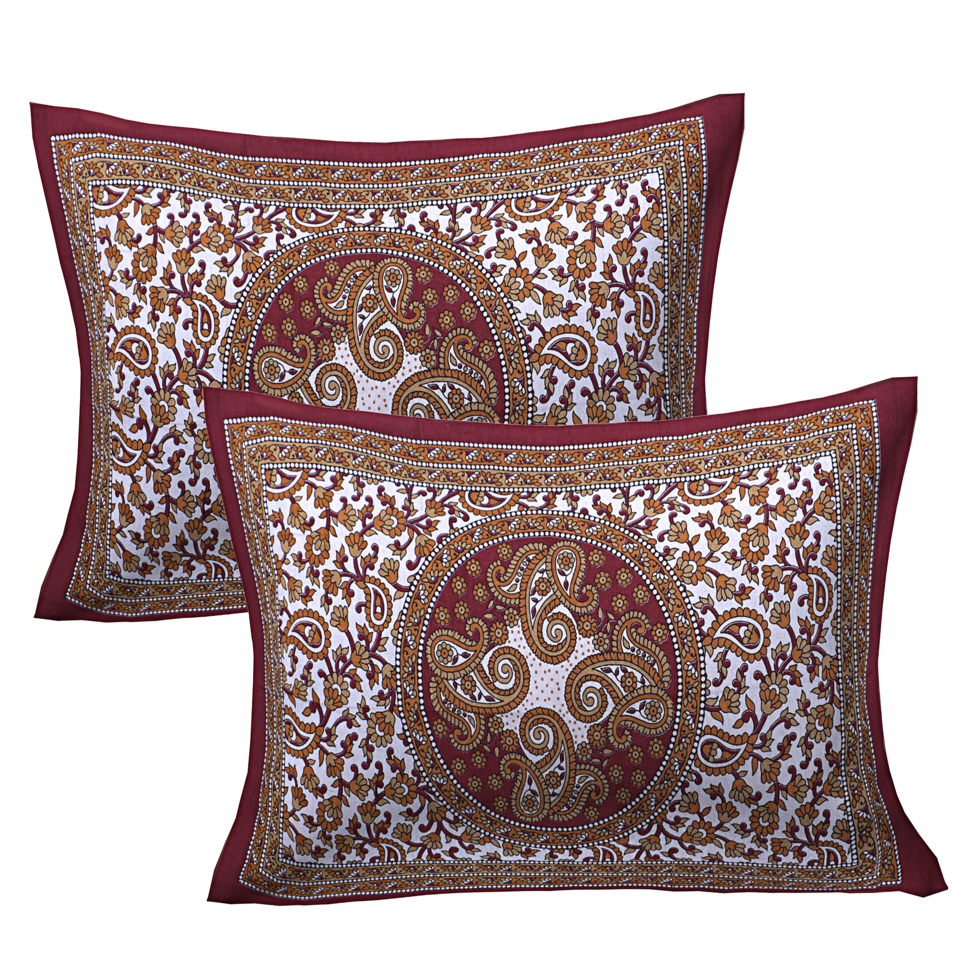 Eco Cotton Double Bedsheet with Ethnic Mandala & Floral Motif – 90x100 Inches + 2 Pillow Covers