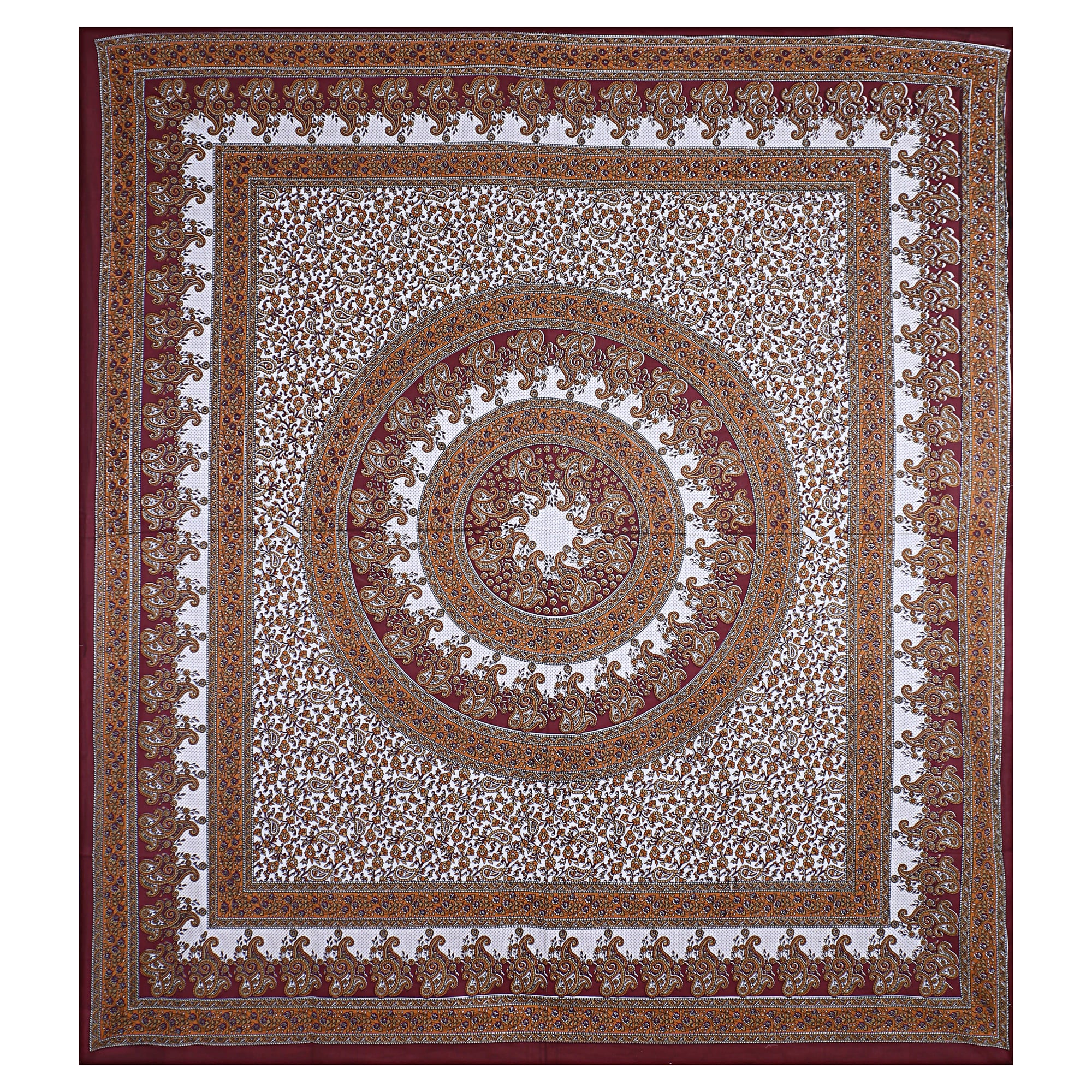 Eco Cotton Double Bedsheet with Ethnic Mandala & Floral Motif – 90x100 Inches + 2 Pillow Covers