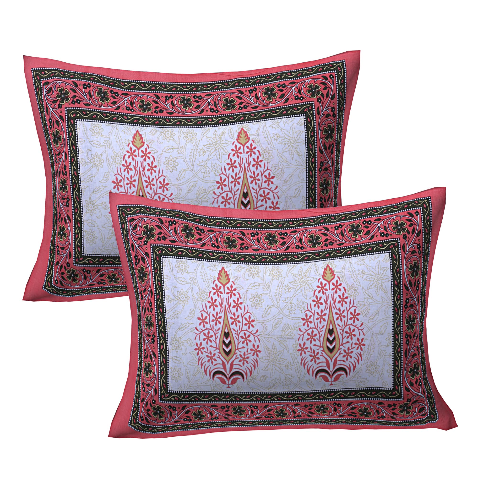 Eco Cotton Double Bedsheet with Mustard Floral Vine Print – 90x100 Inches + 2 Pillow Covers