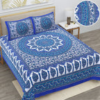 Eco Cotton Double Bedsheet with Mandala Floral Print – 90x100 Inches + 2 Pillow Covers