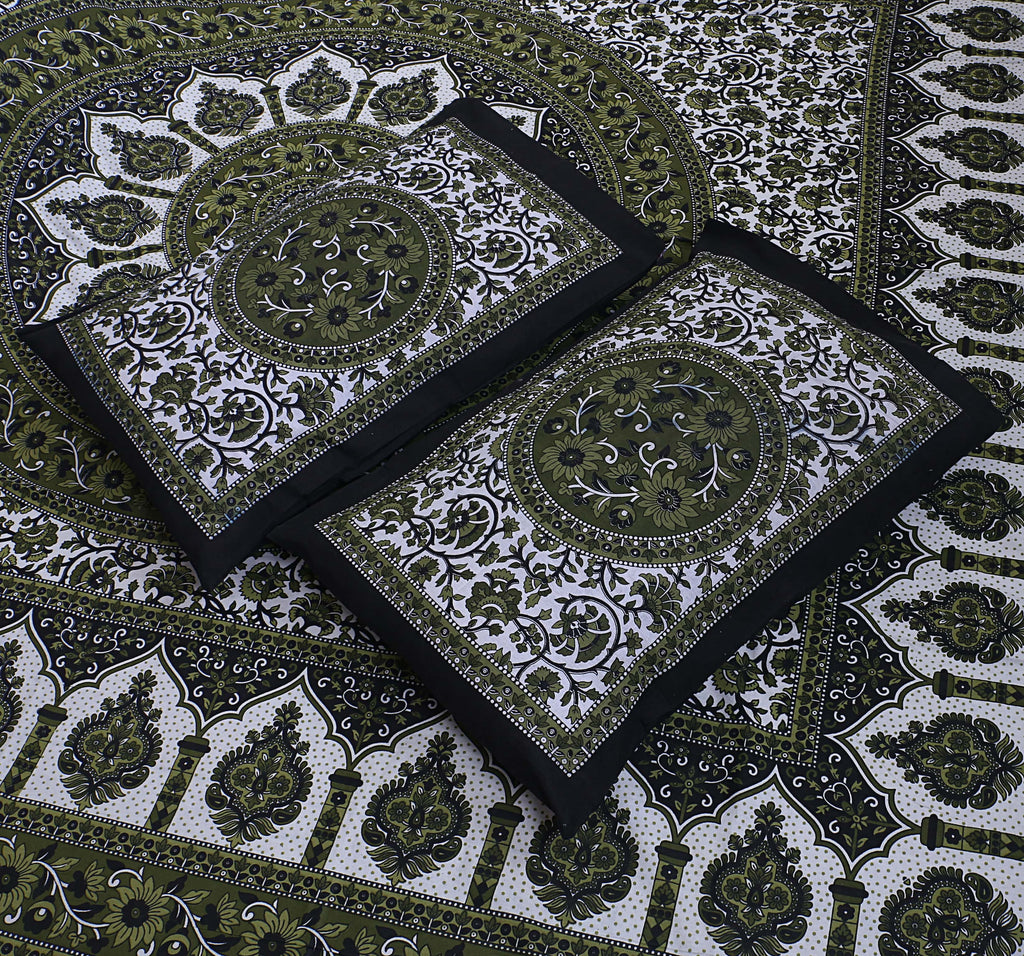Eco Cotton Double Bedsheet with Mandala Floral Print – 90x100 Inches + 2 Pillow Covers