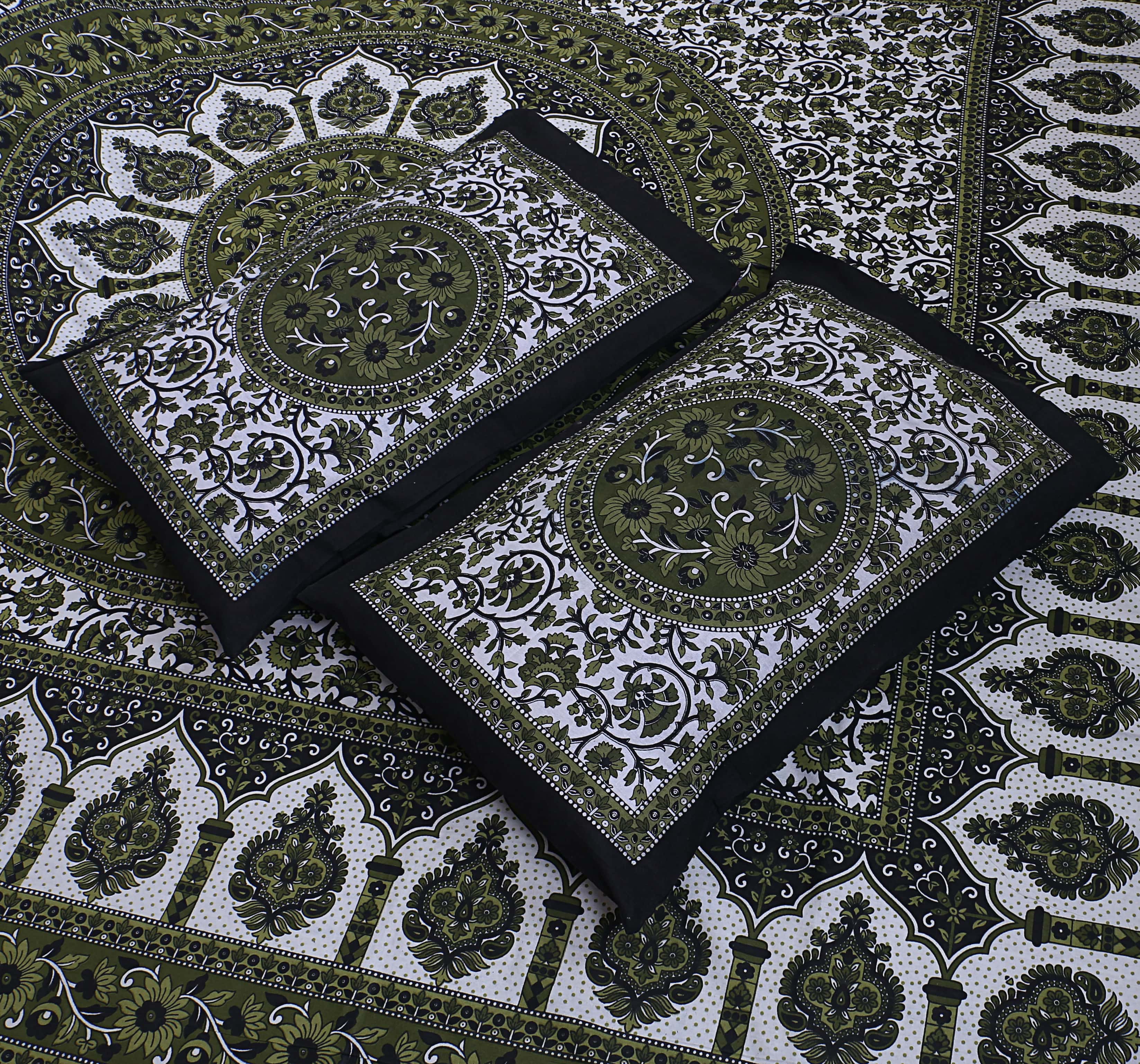 Eco Cotton Double Bedsheet with Mandala Floral Print – 90x100 Inches + 2 Pillow Covers