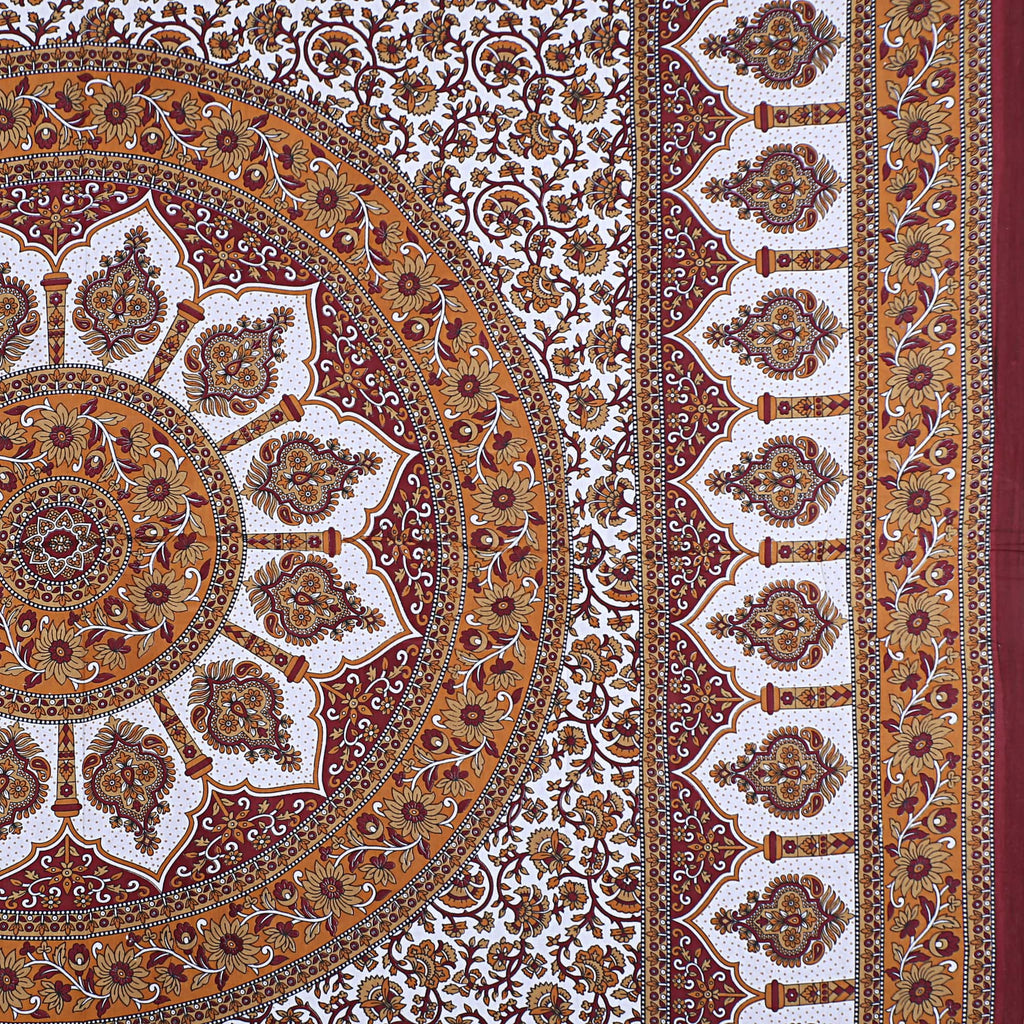 Eco Cotton Double Bedsheet with Mandala Floral Print – 90x100 Inches + 2 Pillow Covers