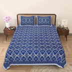 Eco Cotton Double Bedsheet with Geometric Floral Print – 90x100 Inches + 2 Pillow Covers