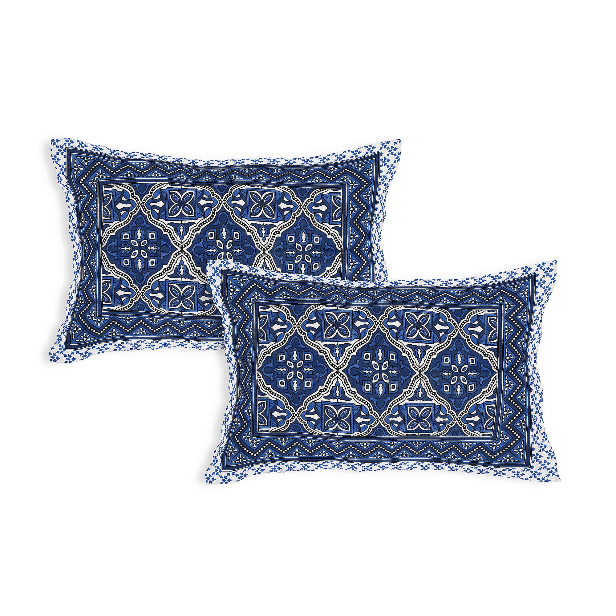 Eco Cotton Double Bedsheet with Geometric Floral Print – 90x100 Inches + 2 Pillow Covers