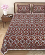 Eco Cotton Double Bedsheet with Geometric Floral Print – 90x100 Inches + 2 Pillow Covers
