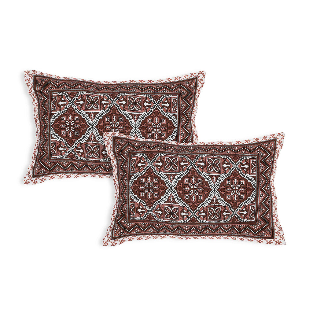 Eco Cotton Double Bedsheet with Geometric Floral Print – 90x100 Inches + 2 Pillow Covers