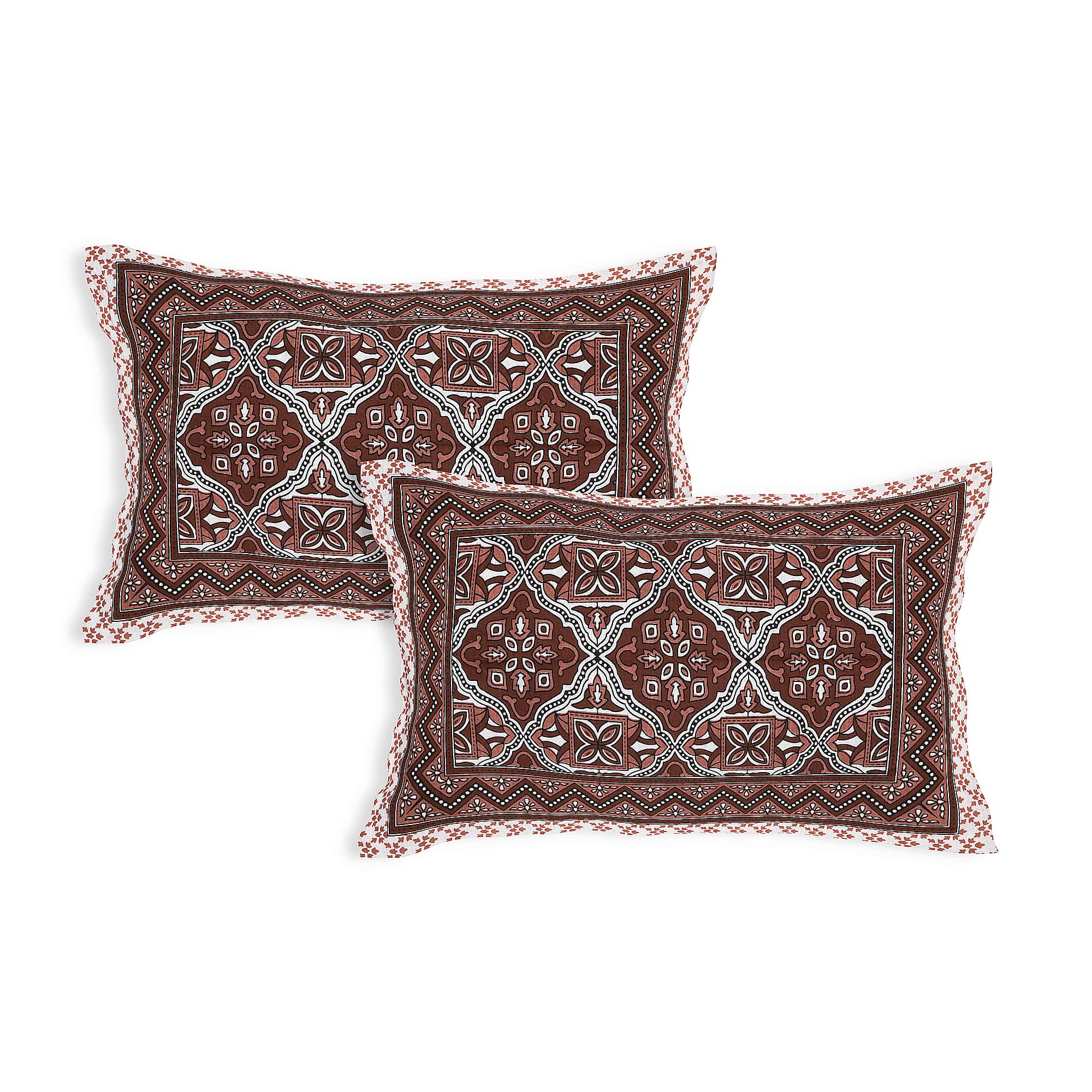 Eco Cotton Double Bedsheet with Geometric Floral Print – 90x100 Inches + 2 Pillow Covers