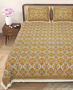 Eco Cotton Double Bedsheet with Geometric Floral Print – 90x100 Inches + 2 Pillow Covers