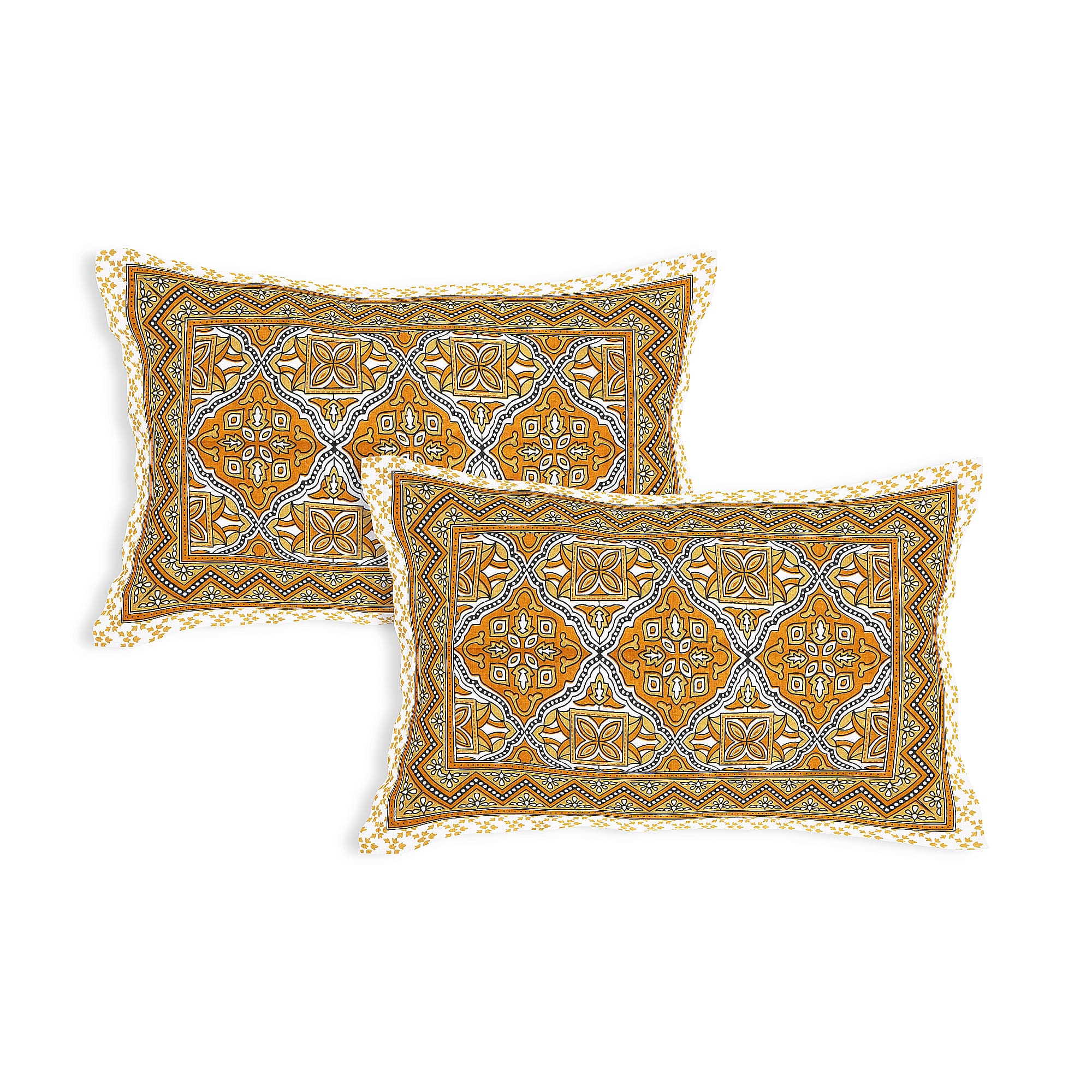 Eco Cotton Double Bedsheet with Geometric Floral Print – 90x100 Inches + 2 Pillow Covers