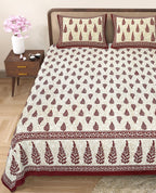Eco Cotton Double Bedsheet with Elegant Boota Print – 90x100 Inches + 2 Pillow Covers