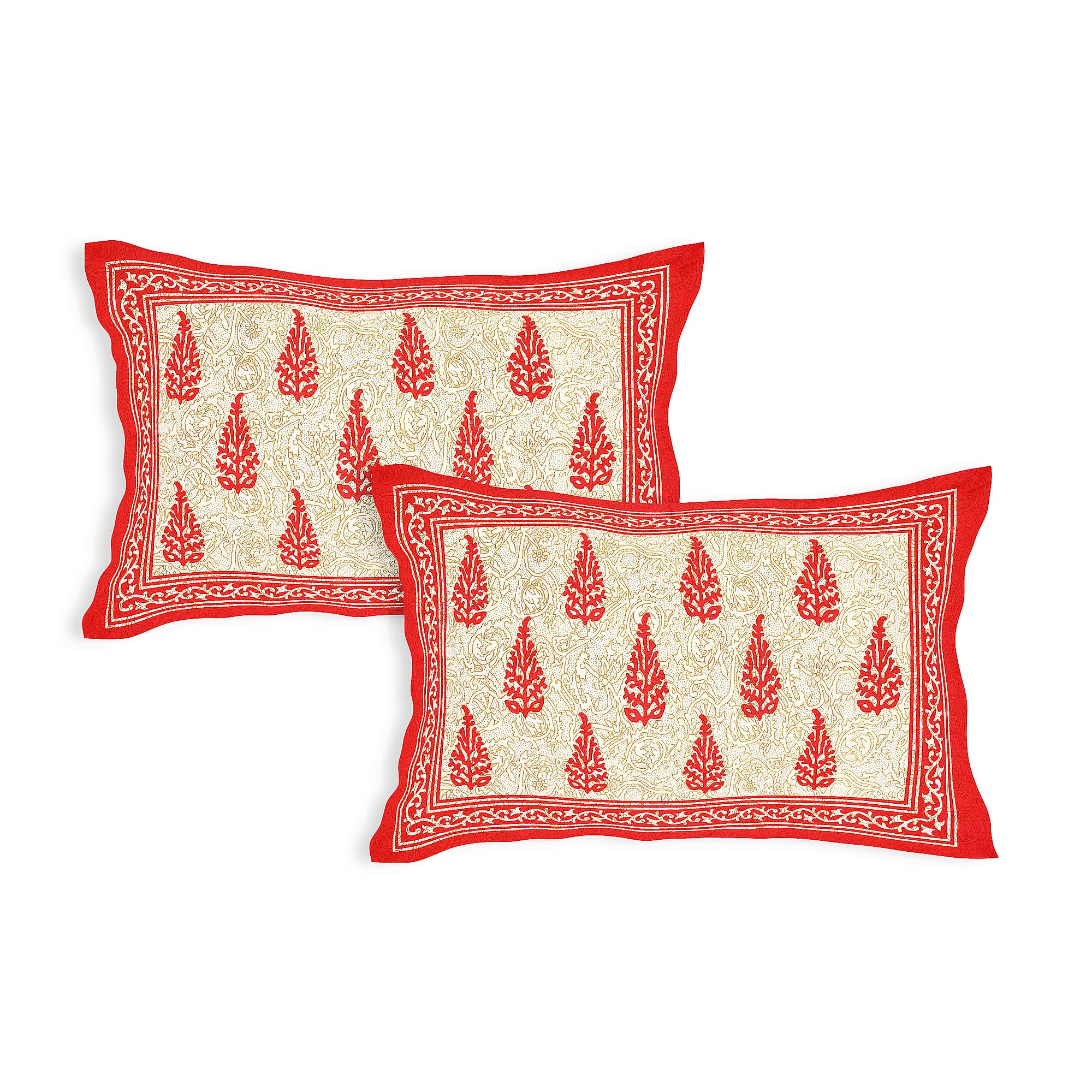 Eco Cotton Double Bedsheet with Elegant Boota Print – 90x100 Inches + 2 Pillow Covers
