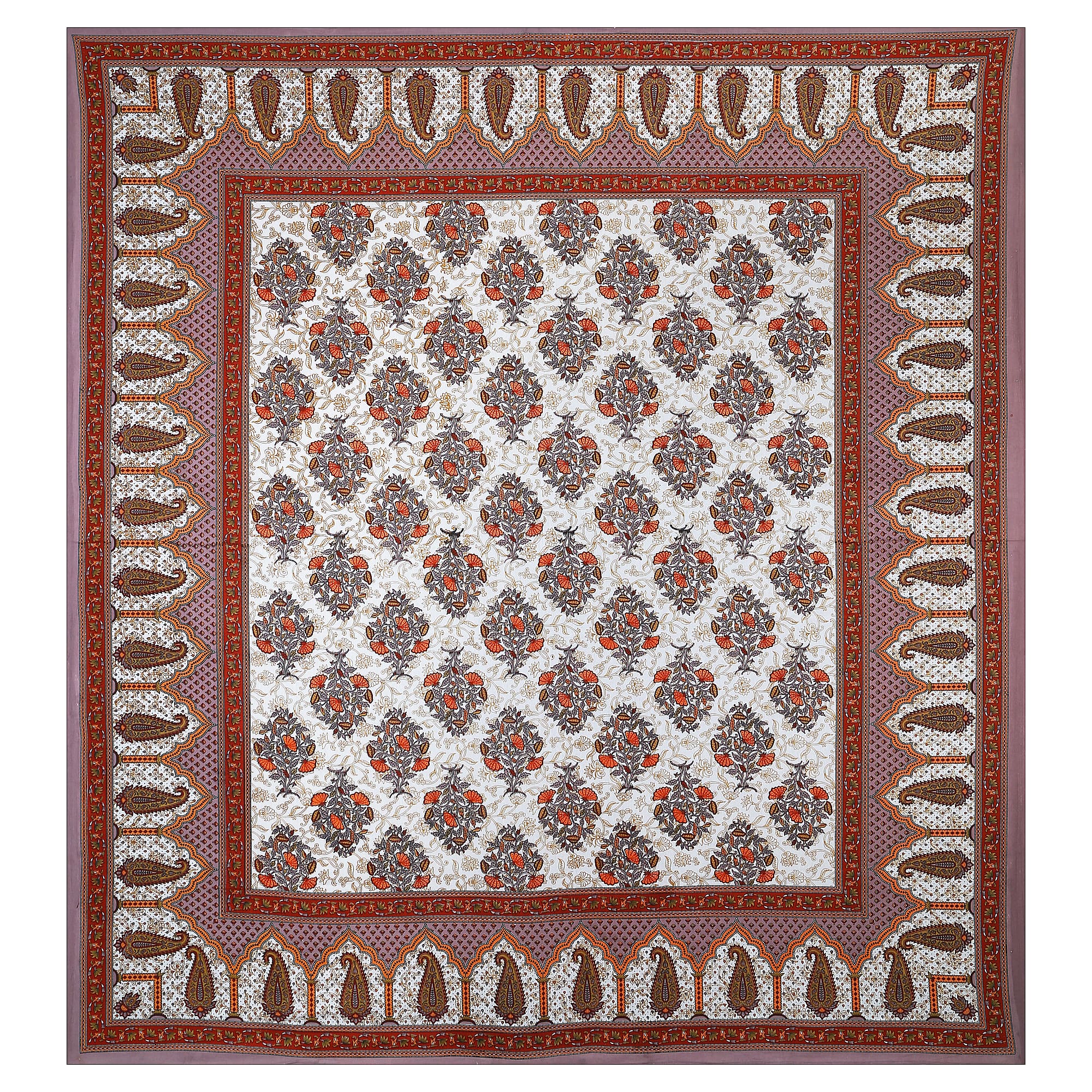 Eco Cotton Double Bedsheet with Traditional Jaal Print – 90x100 Inches + 2 Pillow Covers
