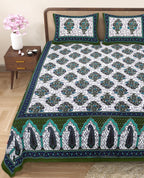 Eco Cotton Double Bedsheet with Traditional Jaal Print – 90x100 Inches + 2 Pillow Covers