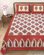 Eco Cotton Double Bedsheet with Traditional Jaal Print – 90x100 Inches + 2 Pillow Covers