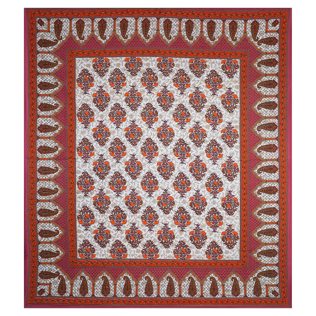 Eco Cotton Double Bedsheet with Traditional Jaal Print – 90x100 Inches + 2 Pillow Covers