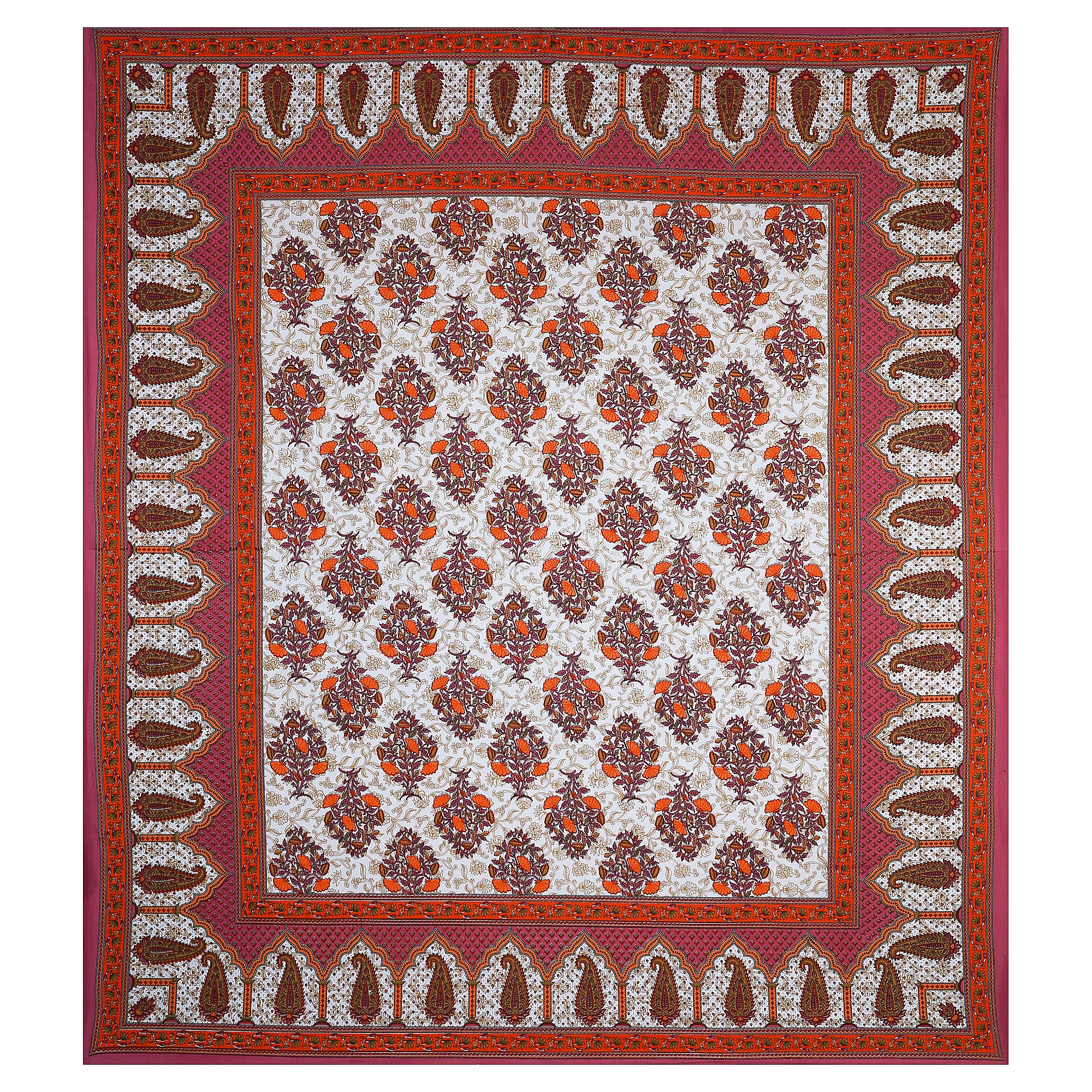 Eco Cotton Double Bedsheet with Traditional Jaal Print – 90x100 Inches + 2 Pillow Covers