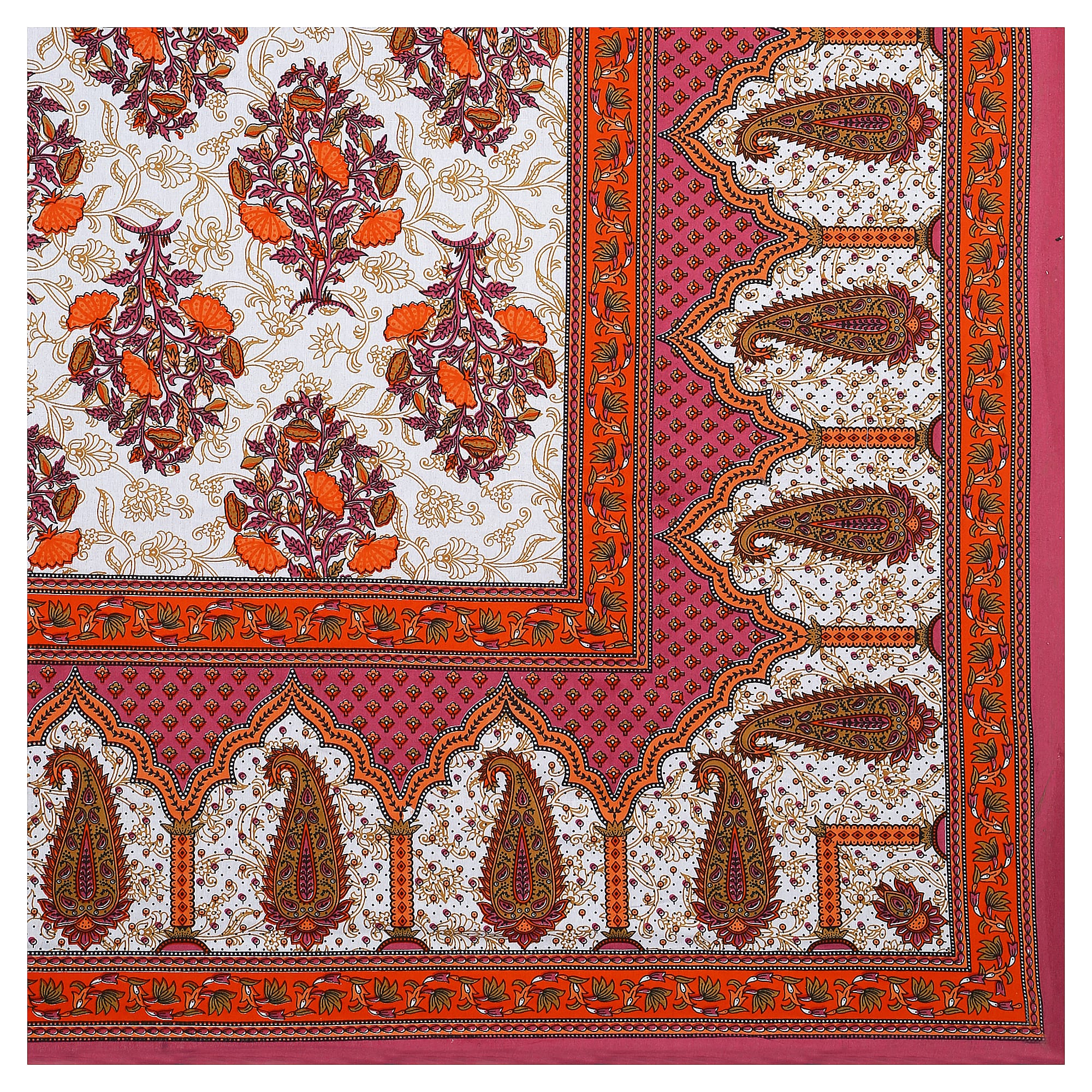 Eco Cotton Double Bedsheet with Traditional Jaal Print – 90x100 Inches + 2 Pillow Covers
