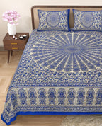 Eco Cotton Double Bedsheet with Peacock Mandala Print – 90x100 Inches + 2 Pillow Covers