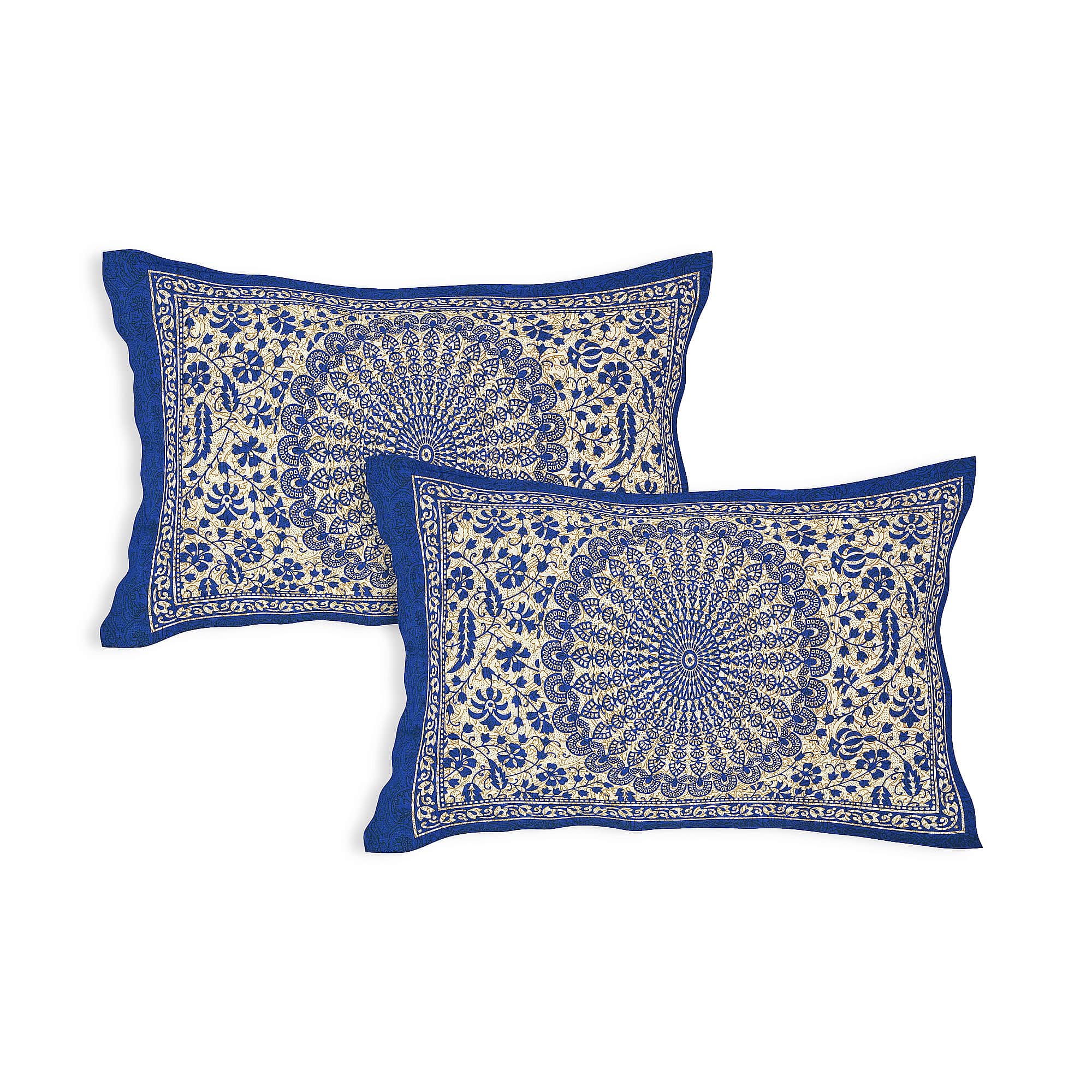 Eco Cotton Double Bedsheet with Peacock Mandala Print – 90x100 Inches + 2 Pillow Covers