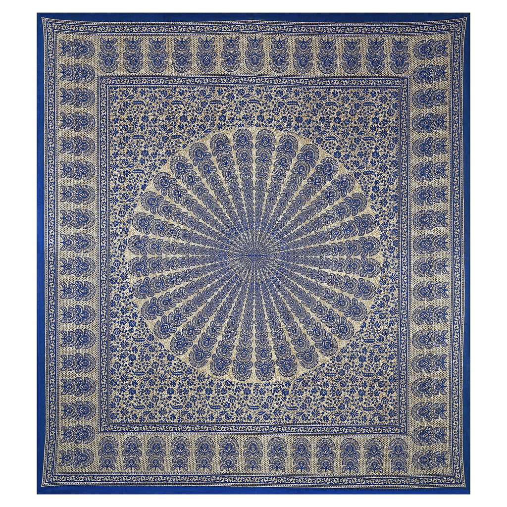 Eco Cotton Double Bedsheet with Peacock Mandala Print – 90x100 Inches + 2 Pillow Covers