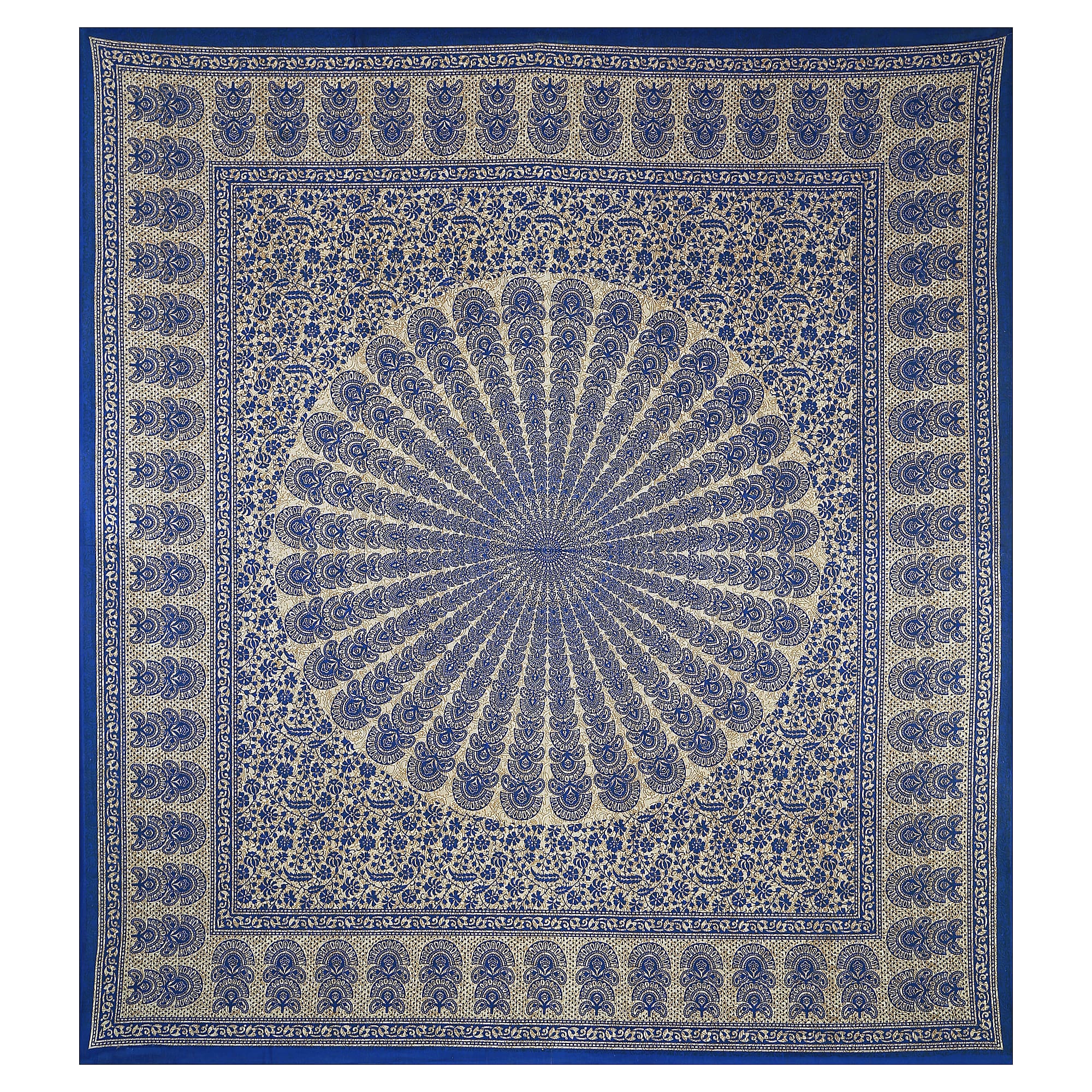Eco Cotton Double Bedsheet with Peacock Mandala Print – 90x100 Inches + 2 Pillow Covers