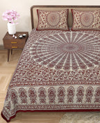Eco Cotton Double Bedsheet with Peacock Mandala Print – 90x100 Inches + 2 Pillow Covers