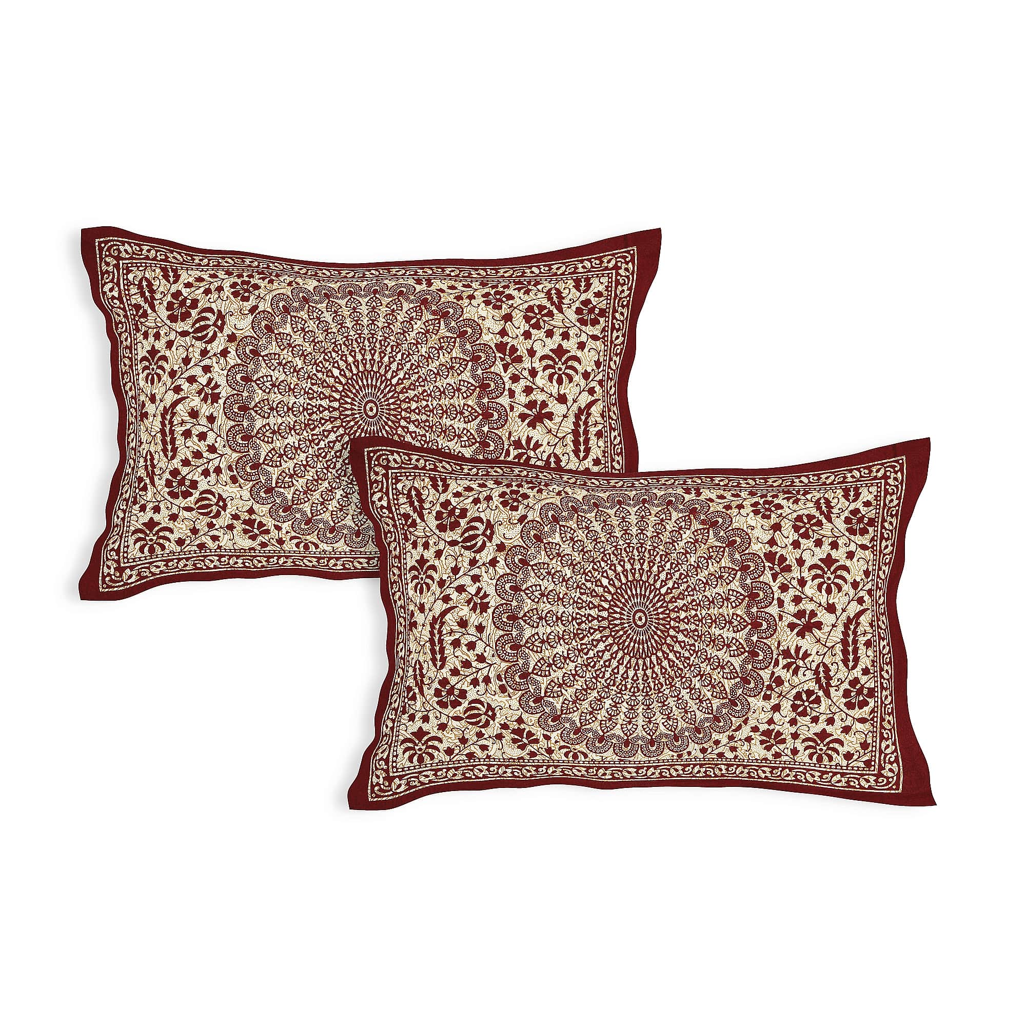 Eco Cotton Double Bedsheet with Peacock Mandala Print – 90x100 Inches + 2 Pillow Covers
