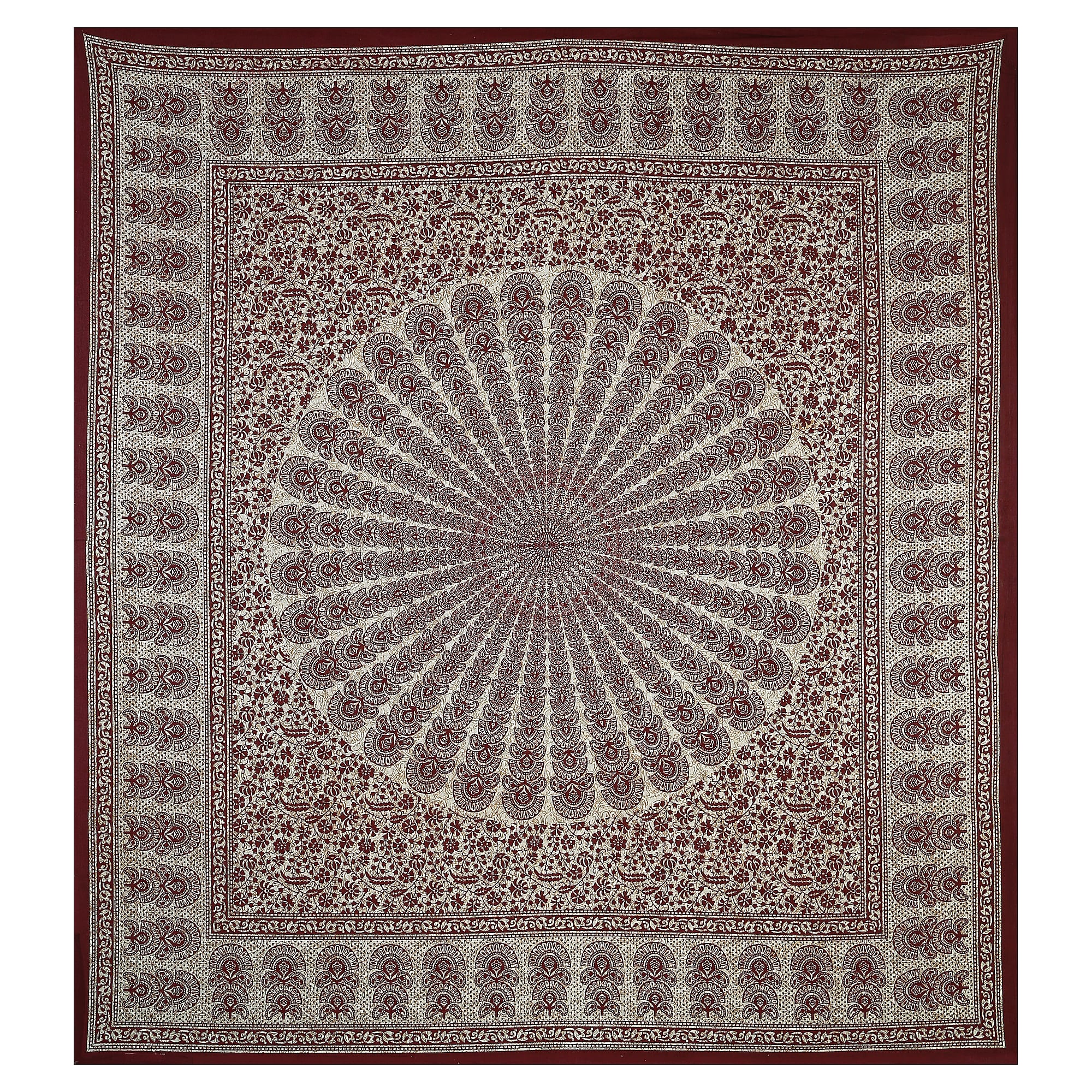 Eco Cotton Double Bedsheet with Peacock Mandala Print – 90x100 Inches + 2 Pillow Covers