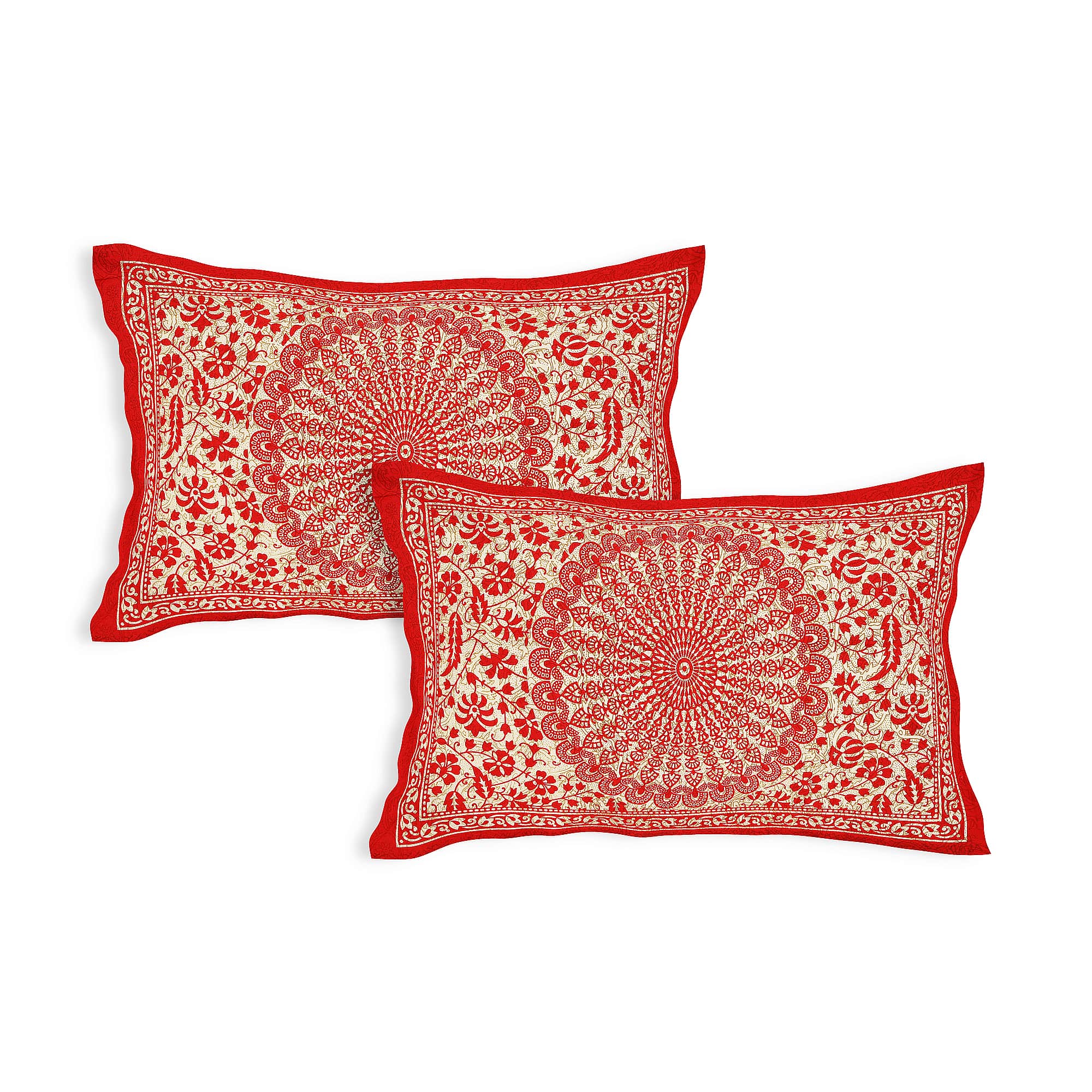 Eco Cotton Double Bedsheet with Peacock Mandala Print – 90x100 Inches + 2 Pillow Covers