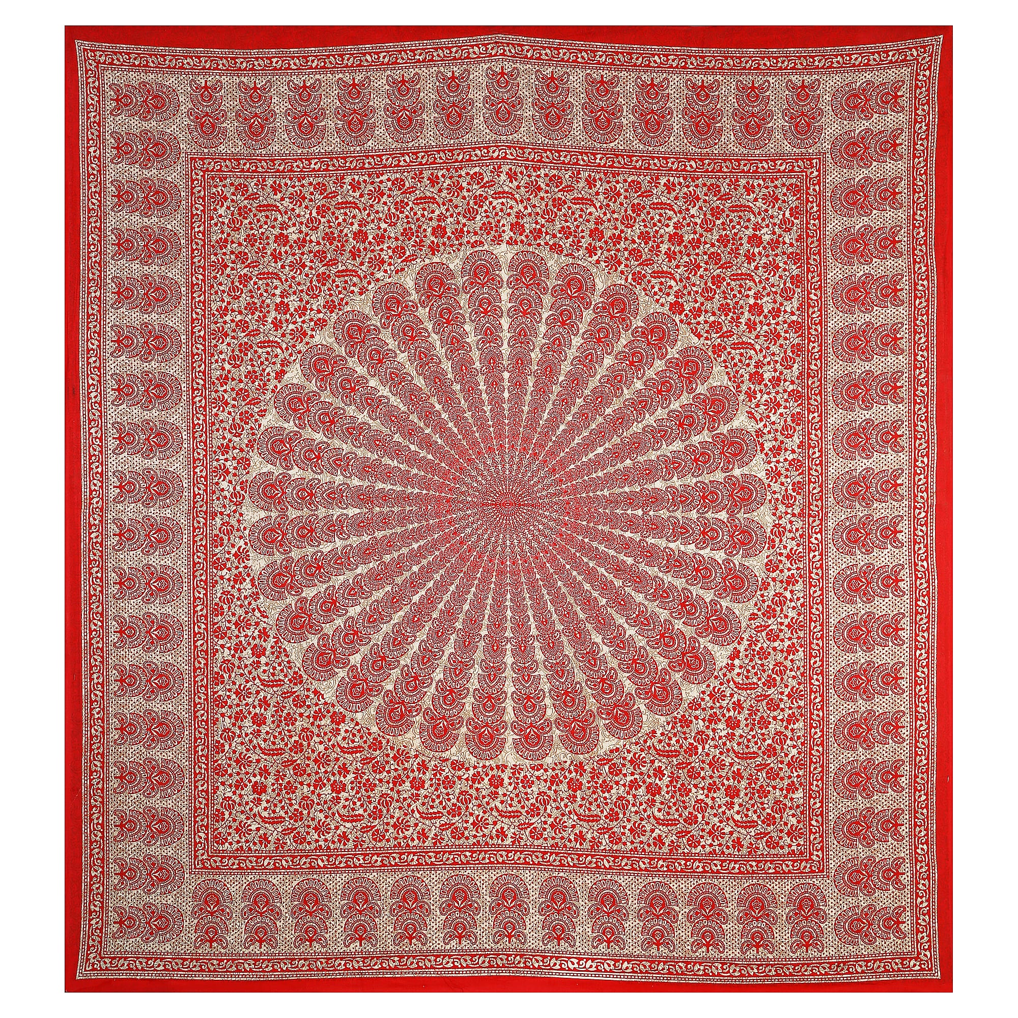 Eco Cotton Double Bedsheet with Peacock Mandala Print – 90x100 Inches + 2 Pillow Covers