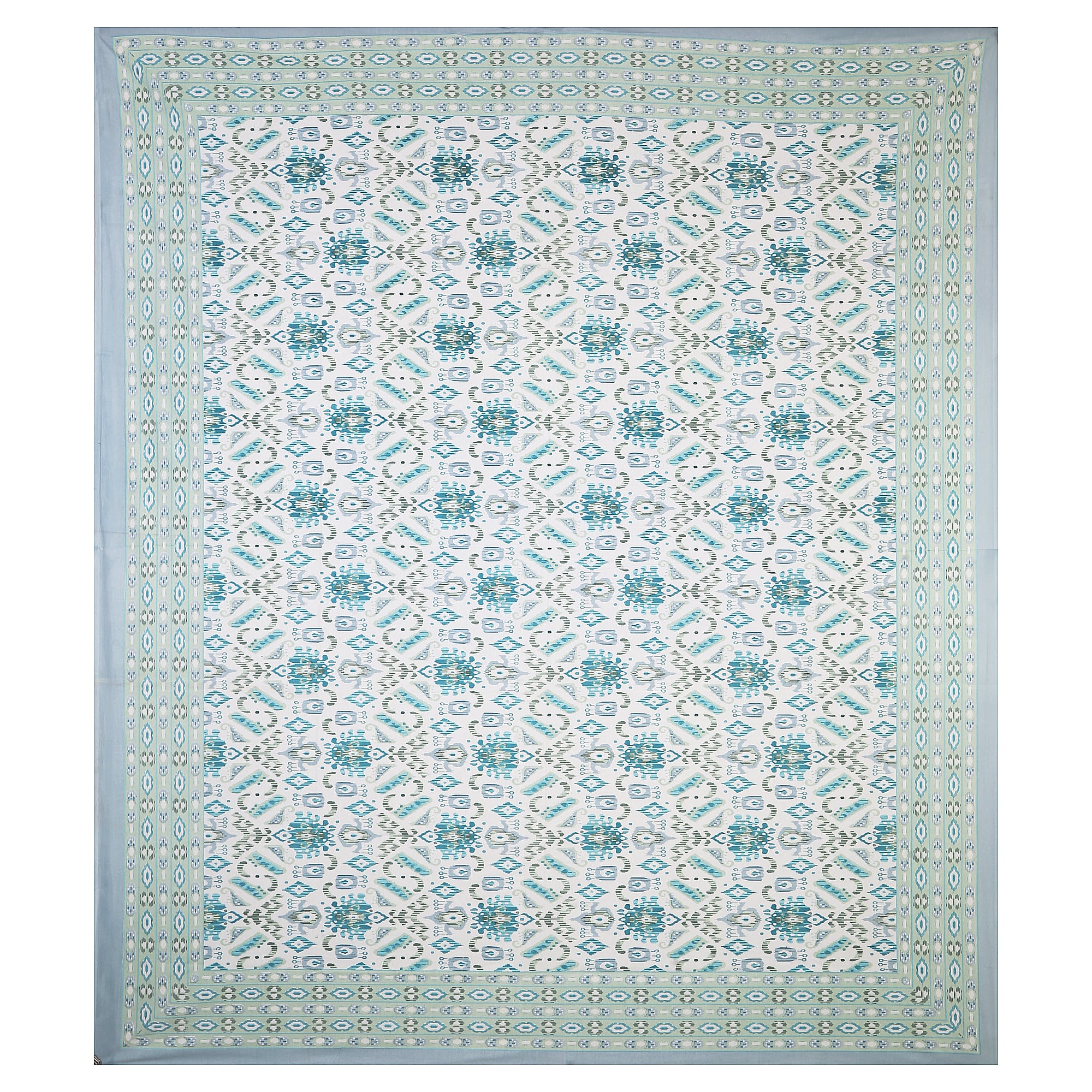 Eklavya Ikat Collection 95x108 Double Bedsheet with Geometric Ikat Patterns & Matching Pillow Covers