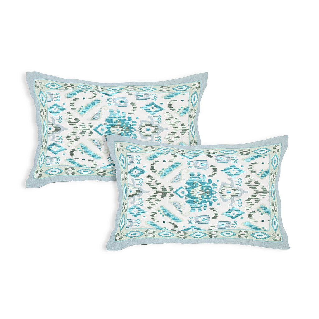 Eklavya Ikat Collection 95x108 Double Bedsheet with Geometric Ikat Patterns & Matching Pillow Covers