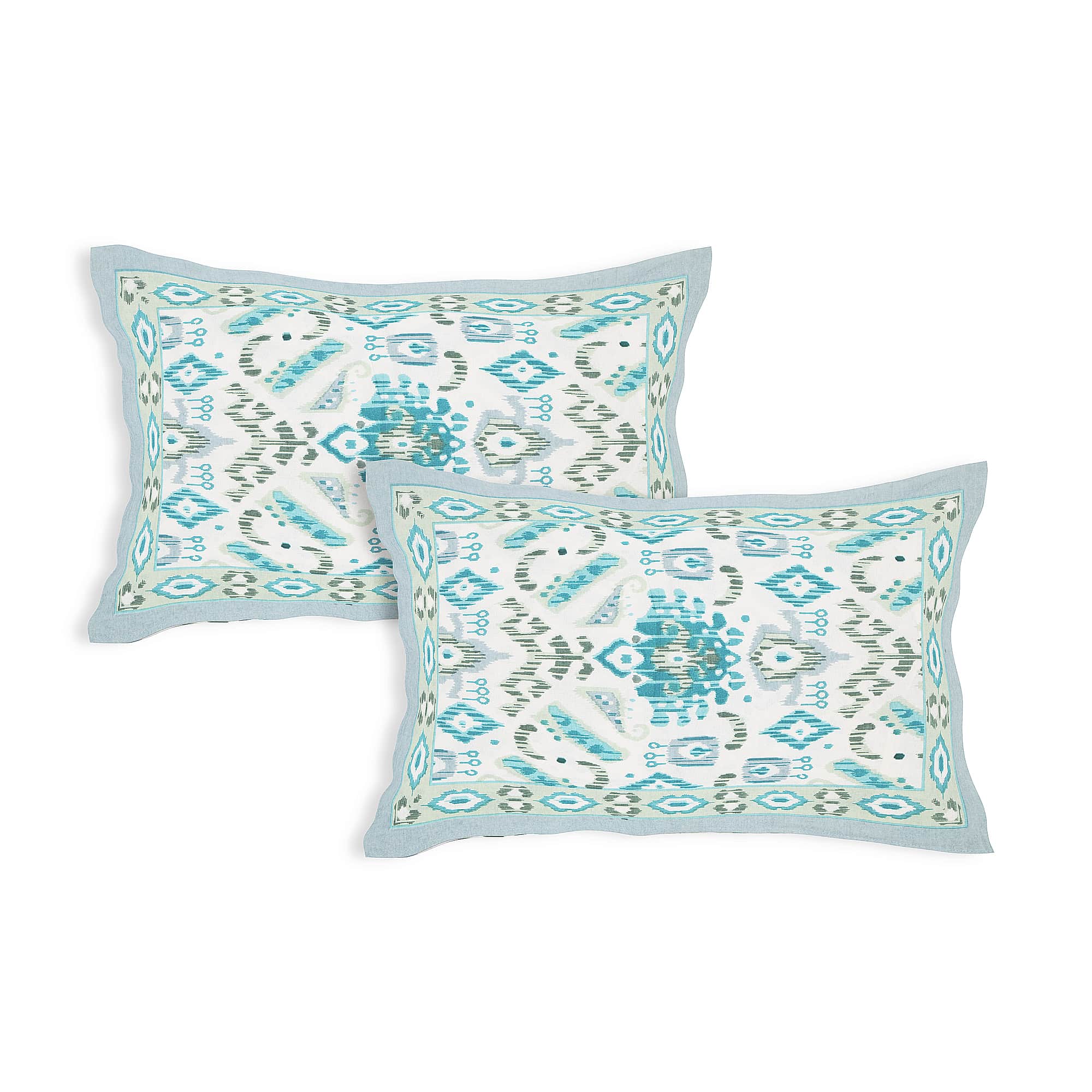 Eklavya Ikat Collection 95x108 Double Bedsheet with Geometric Ikat Patterns & Matching Pillow Covers