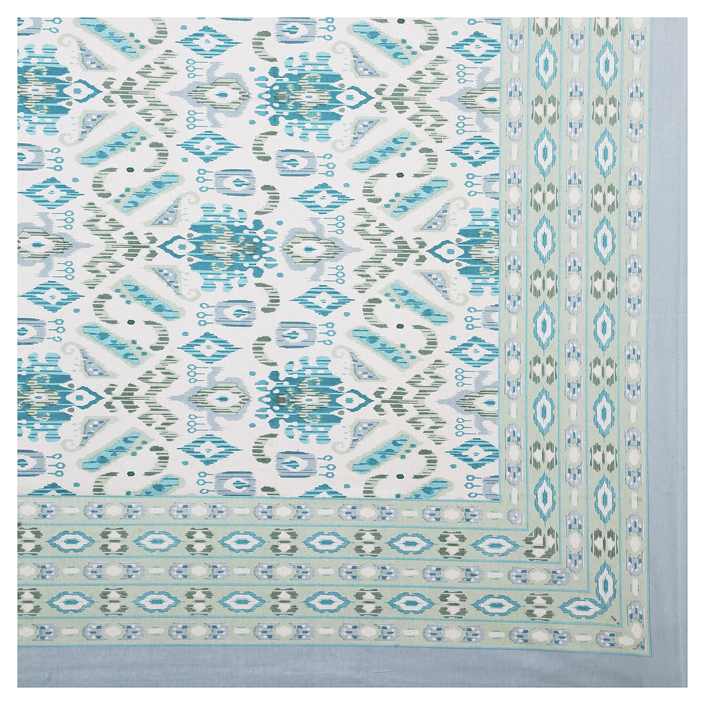 Eklavya Ikat Collection 95x108 Double Bedsheet with Geometric Ikat Patterns & Matching Pillow Covers